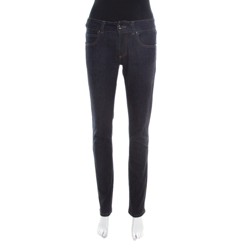 Image of GF Ferre Indigo Dark Wash Denim Tapered Jeans S