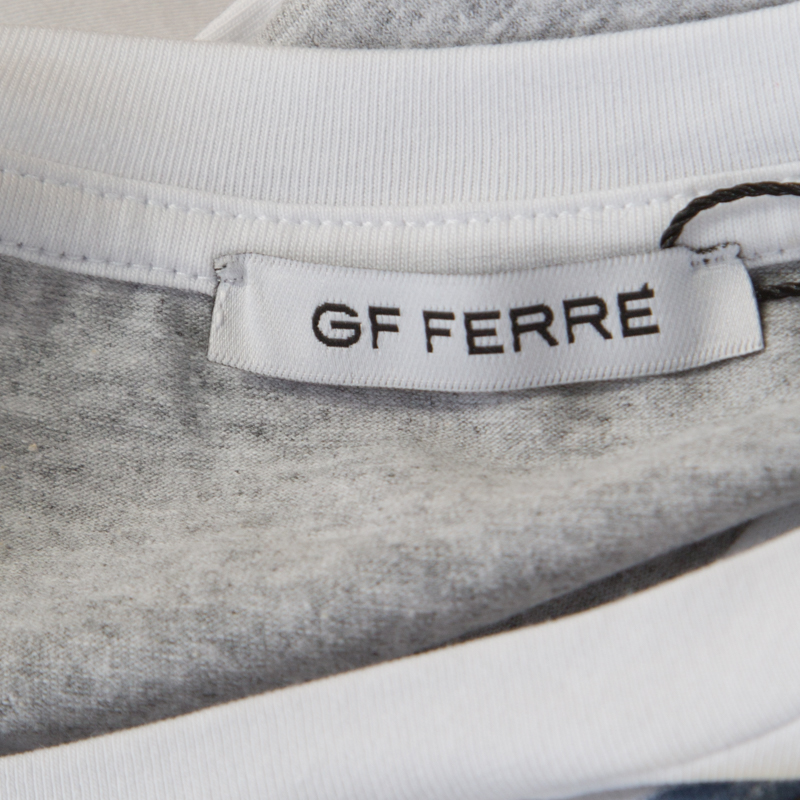 Gianfranco Ferre Striped Cotton Printed Crew Neck T Shirt M
