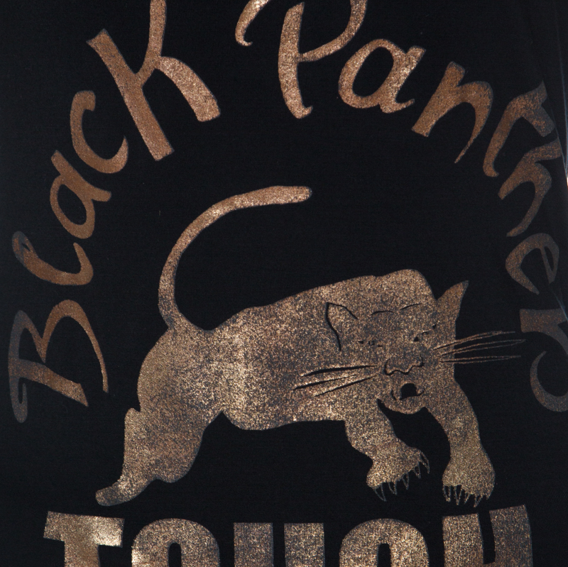 GF Ferre Black Panther Print Jersey Scoop Neck Top S