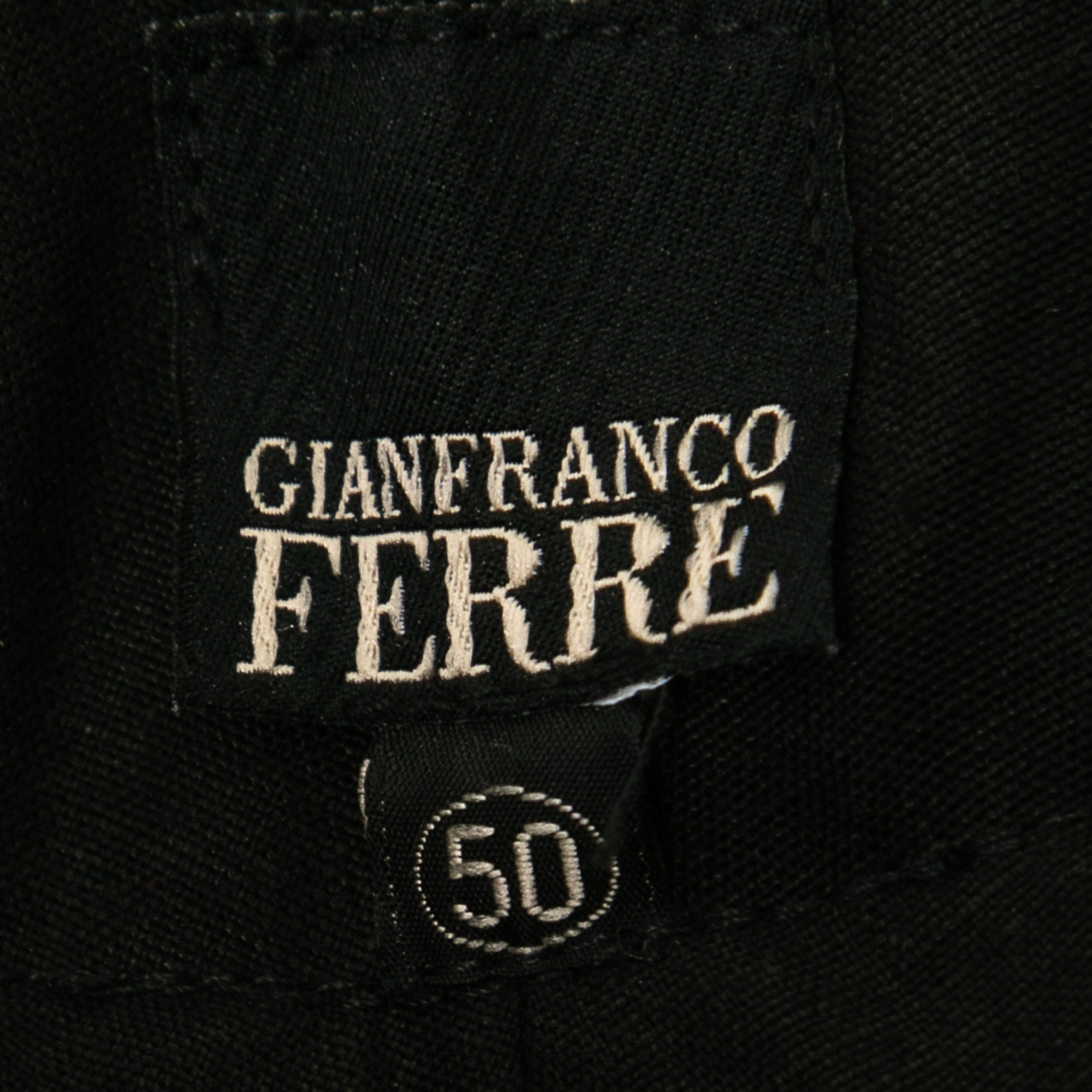 Gianfranco Ferre Vintage Black Linen Wide Leg Trousers L