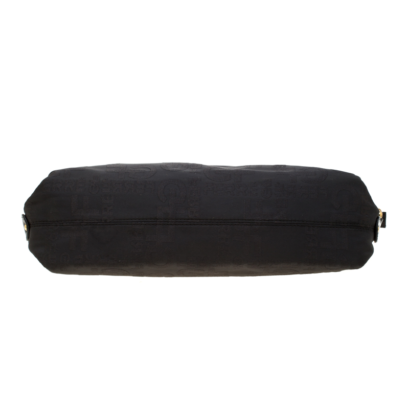 Gianfranco Ferre Black Nylon And Leather Buckle Shoulder Bag