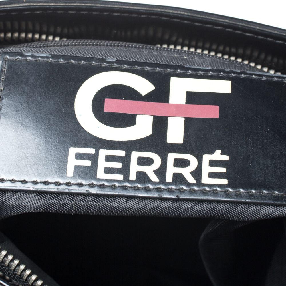 GF Ferre Black Signature Front Zip Hobo
