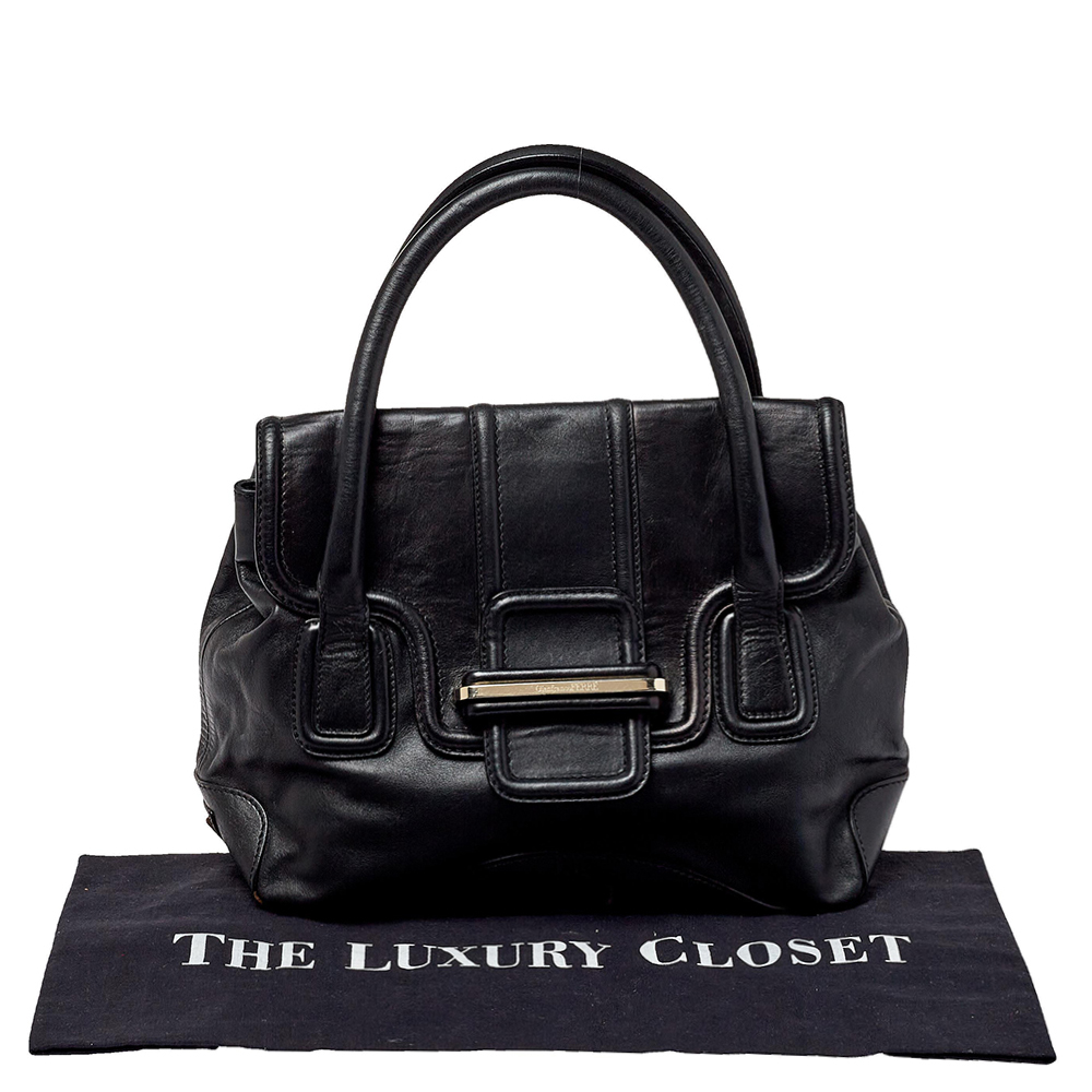 Gianfranco Ferre Black Leather Flap Satchel