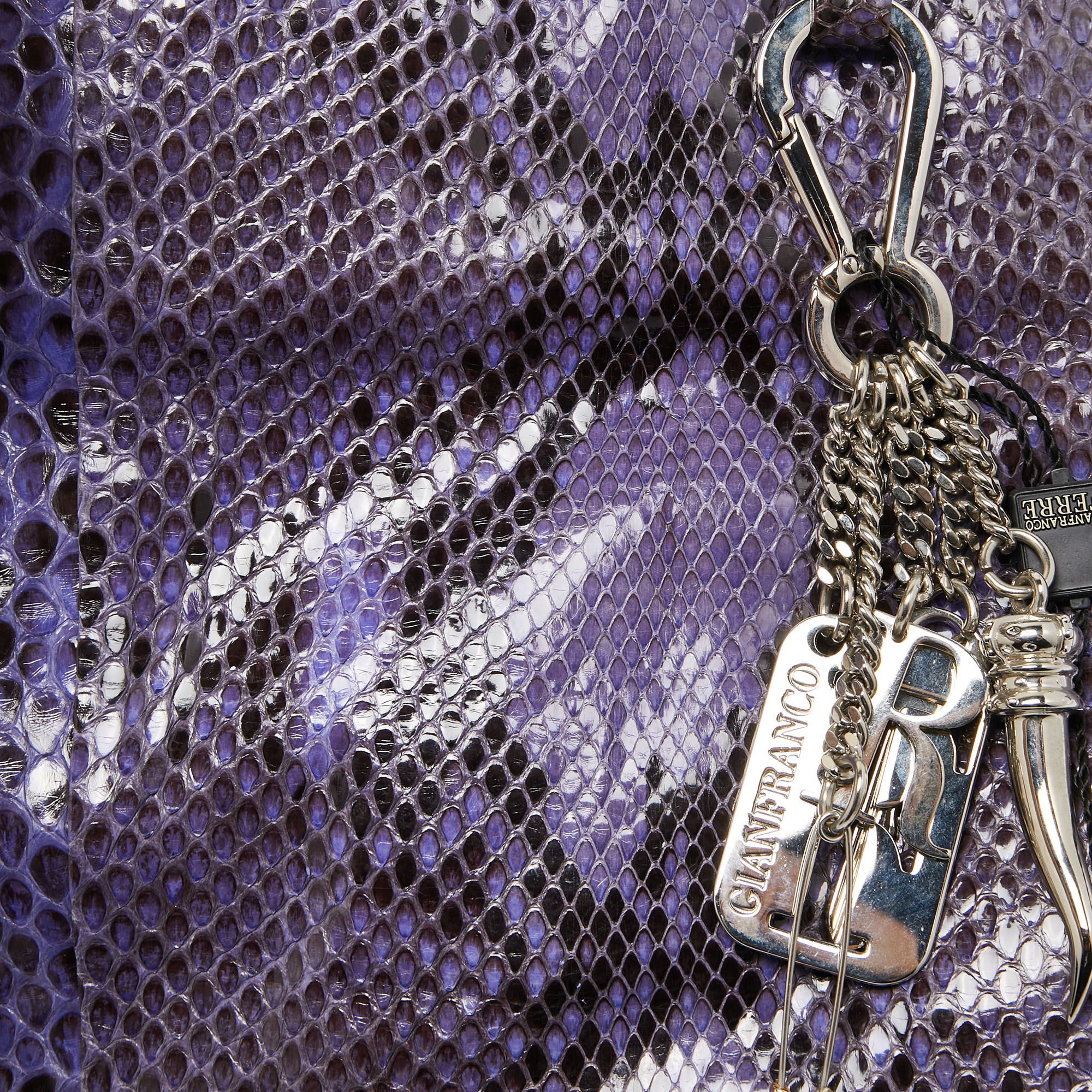 Gianfranco Ferre Purple Python Side Zip Oversized Clutch