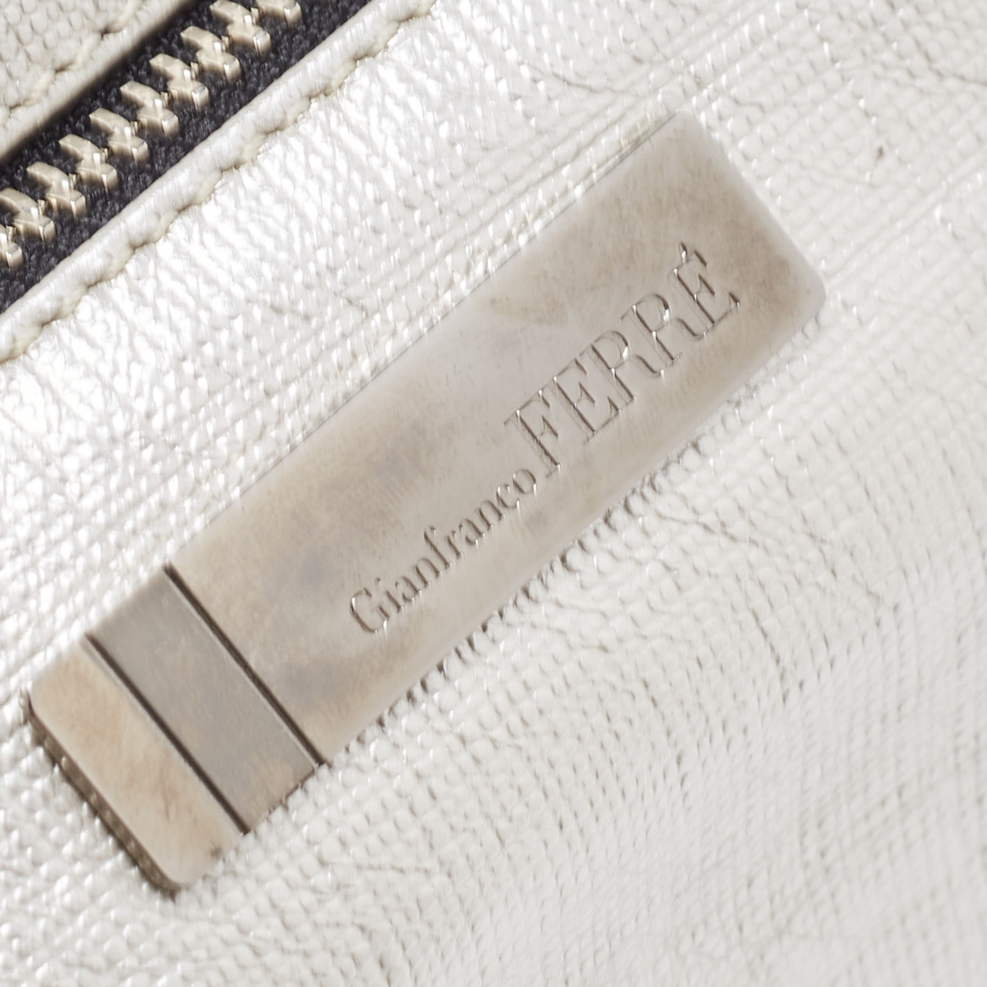 Gianfranco Ferre Silver Leather Oversized Pouch
