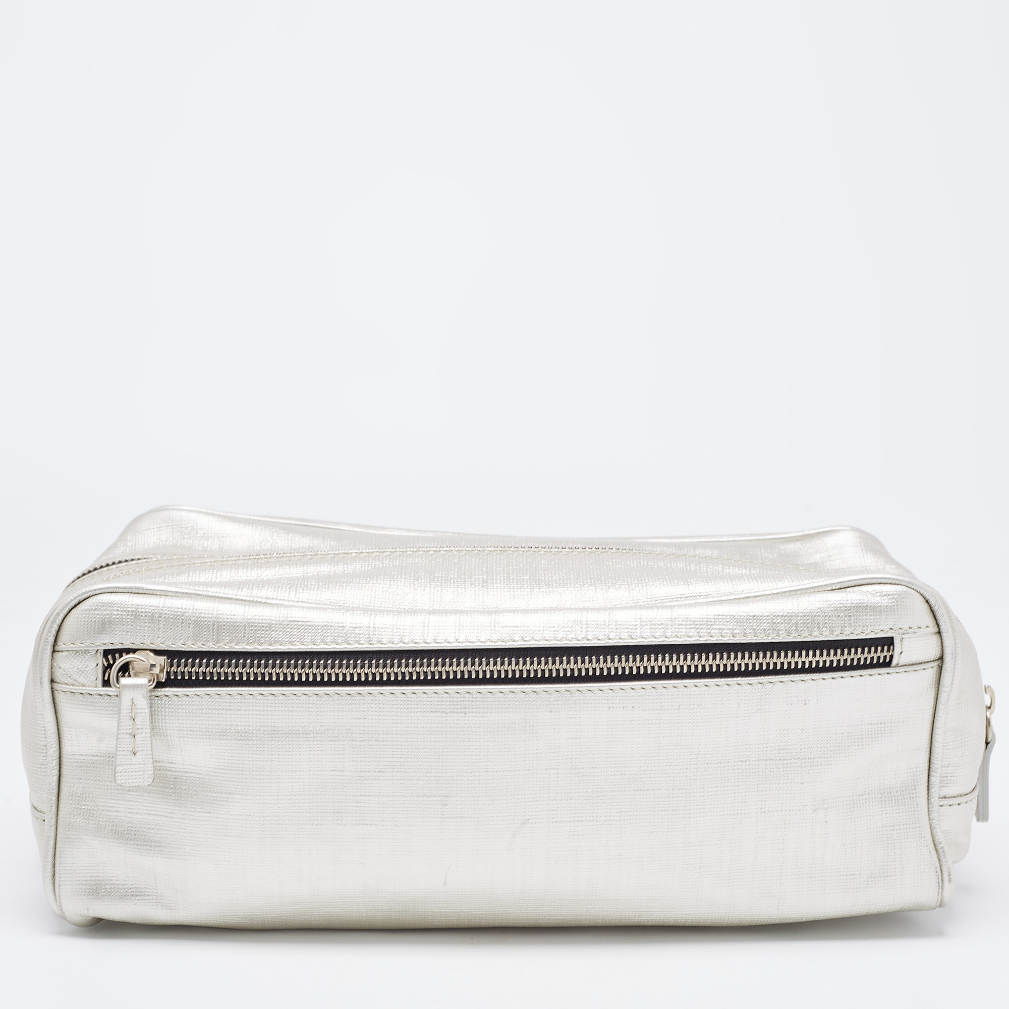 Gianfranco Ferre Silver Leather Oversized Pouch