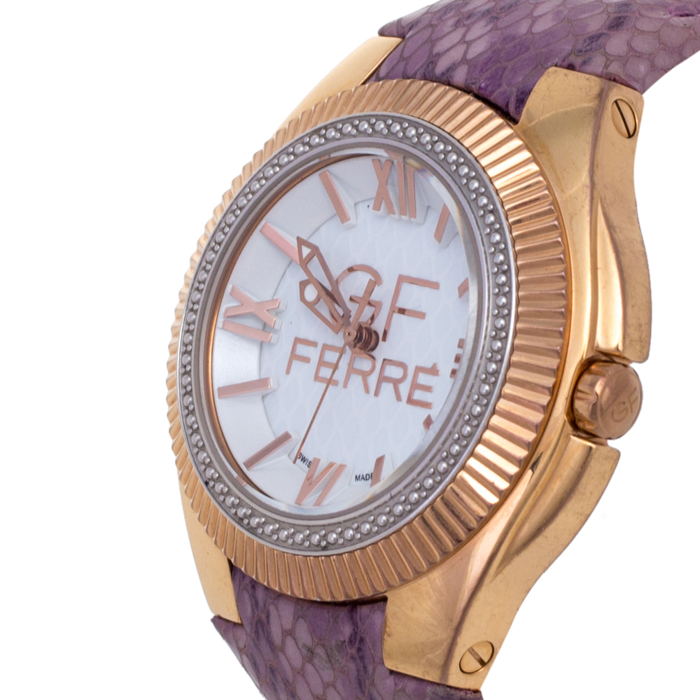 

GF Ferre White Rose Gold Plated Stainless Steel Leather, Multicolor