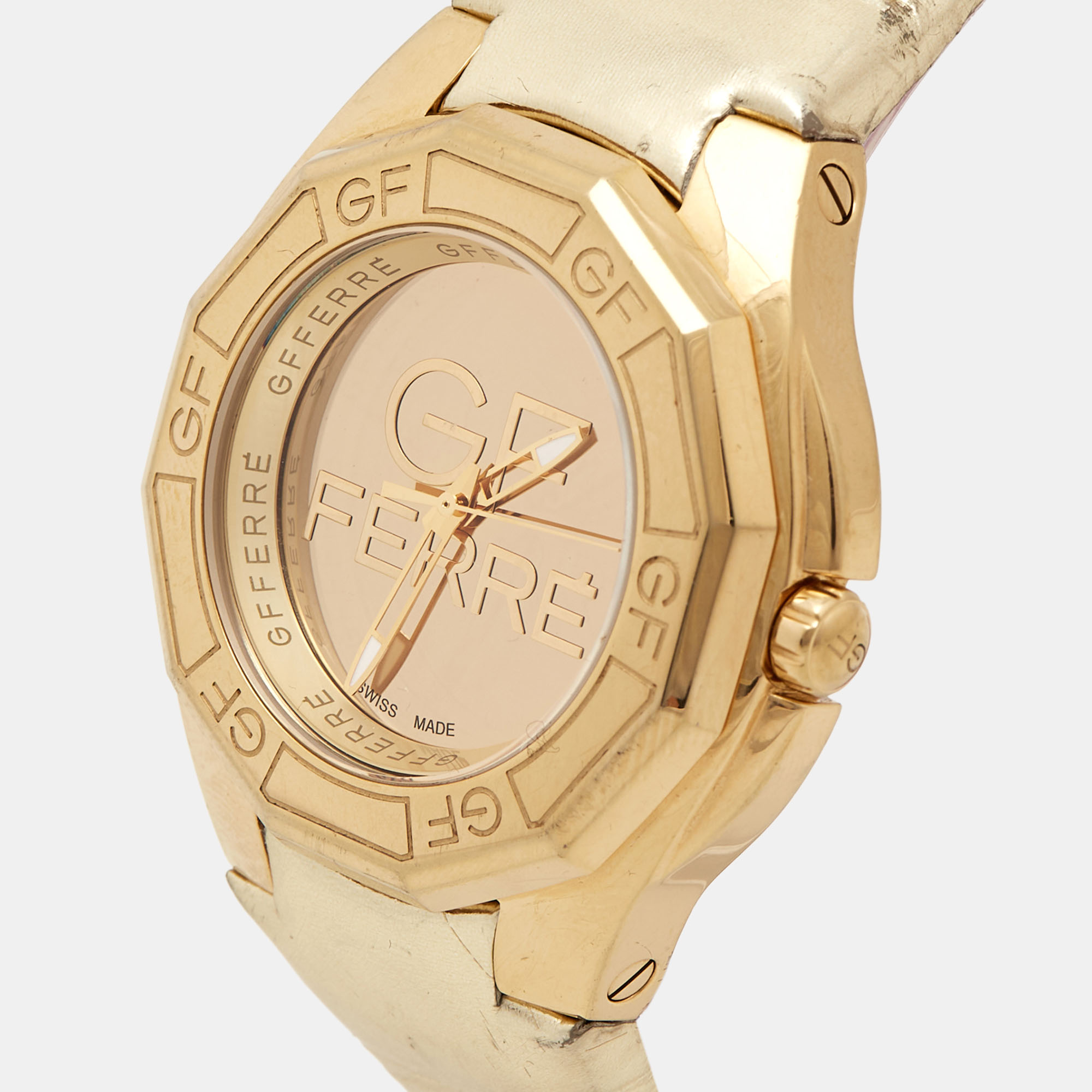 

GF Ferre Champagne Gold Plated Stainless Steel Leather