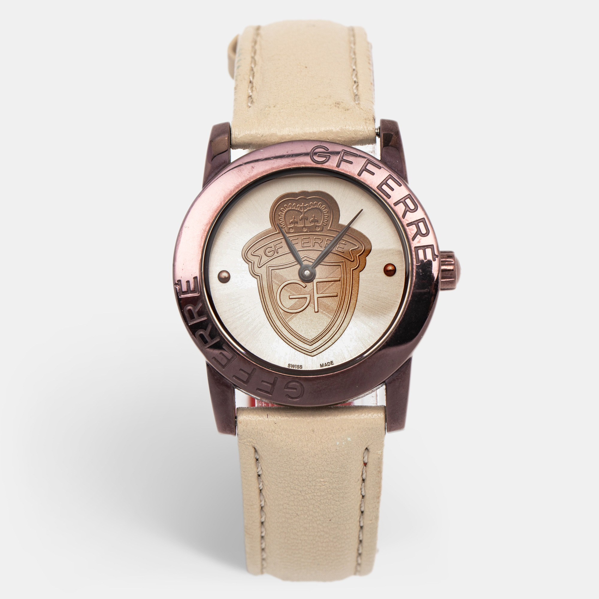 Gianfranco ferre gf ferre multicolor pvd coated stainless steel leather 9085l women's wristwatch 32 mm