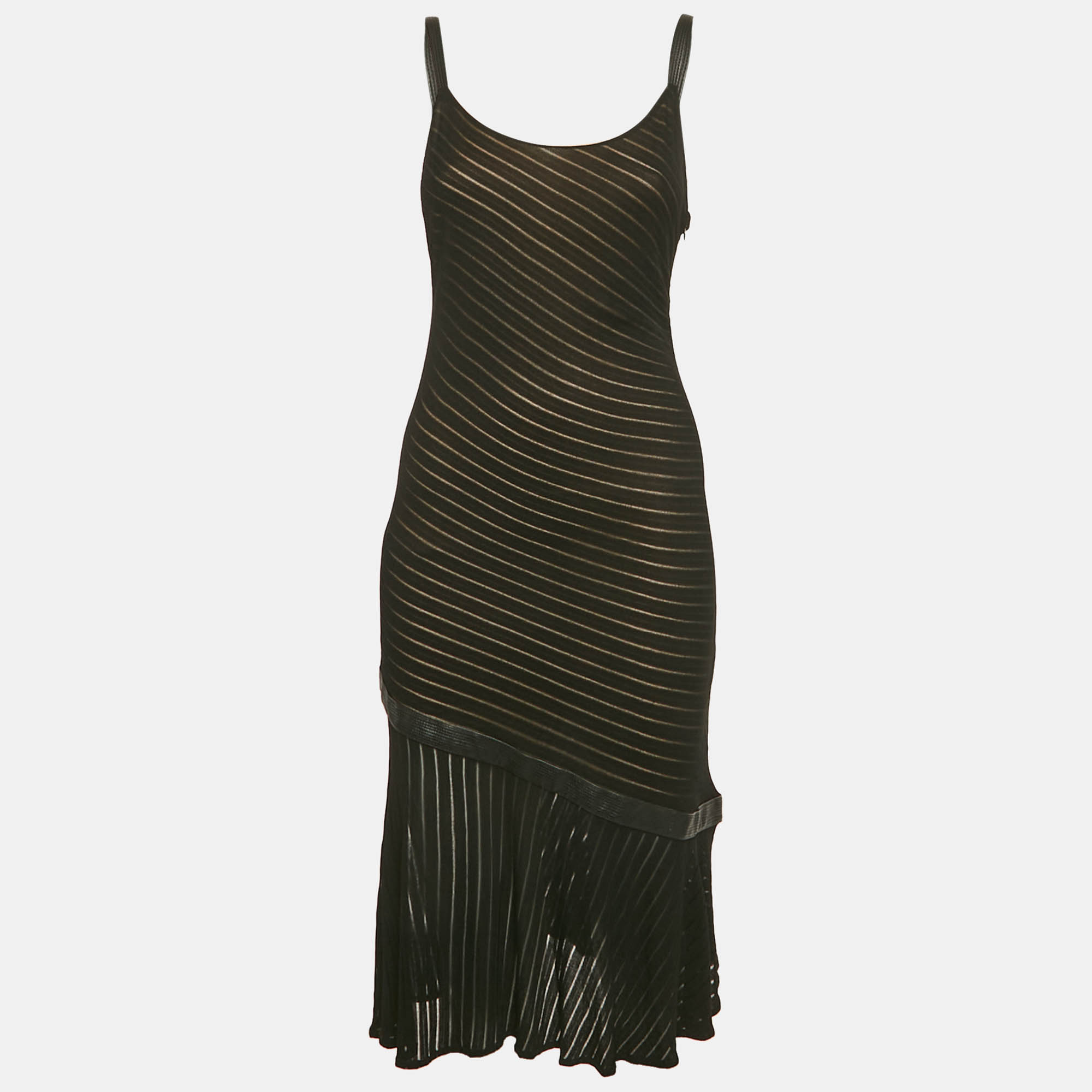 Gianni Versace Couture Black Pattered Knit Leather Trim Short Dress M
Gianni Versace Couture Black Pattered Knit Leather Trim Short Dress M