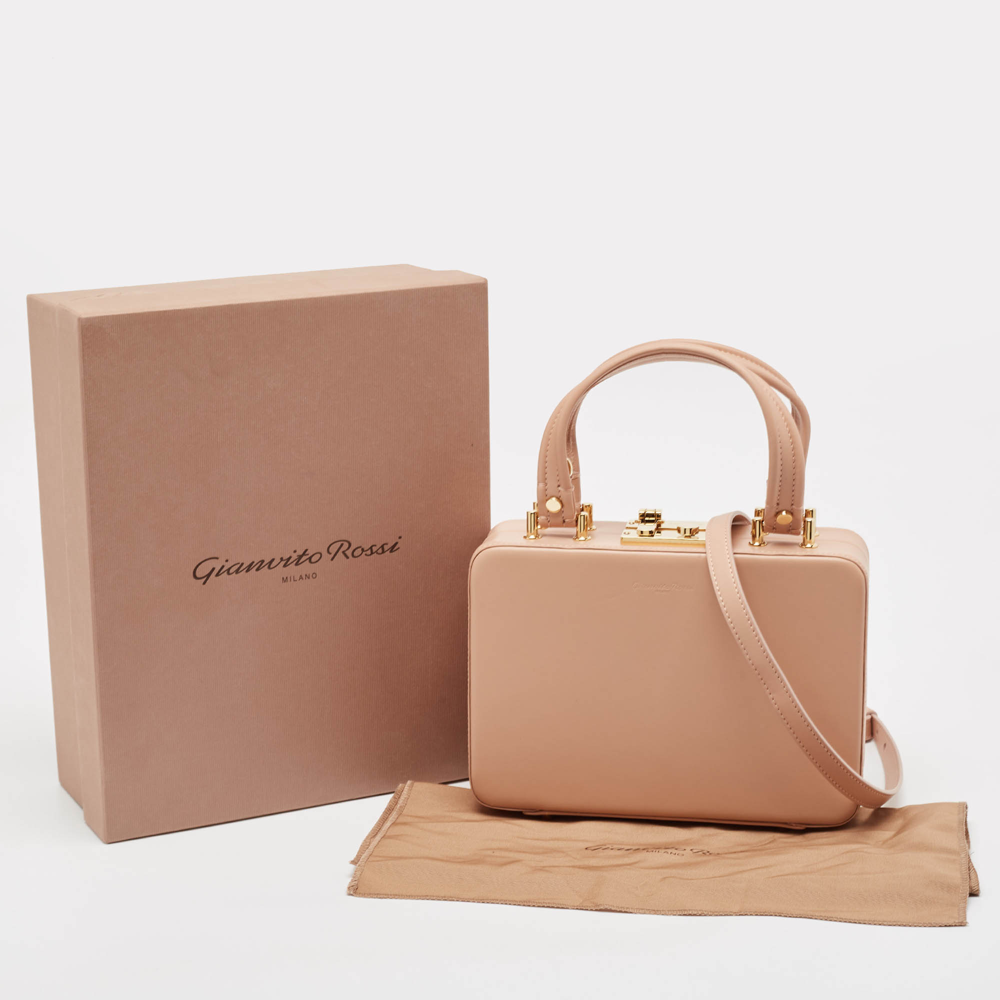 Gianvito Rossi Dusty Pink Leather Vali Top Handle Bag