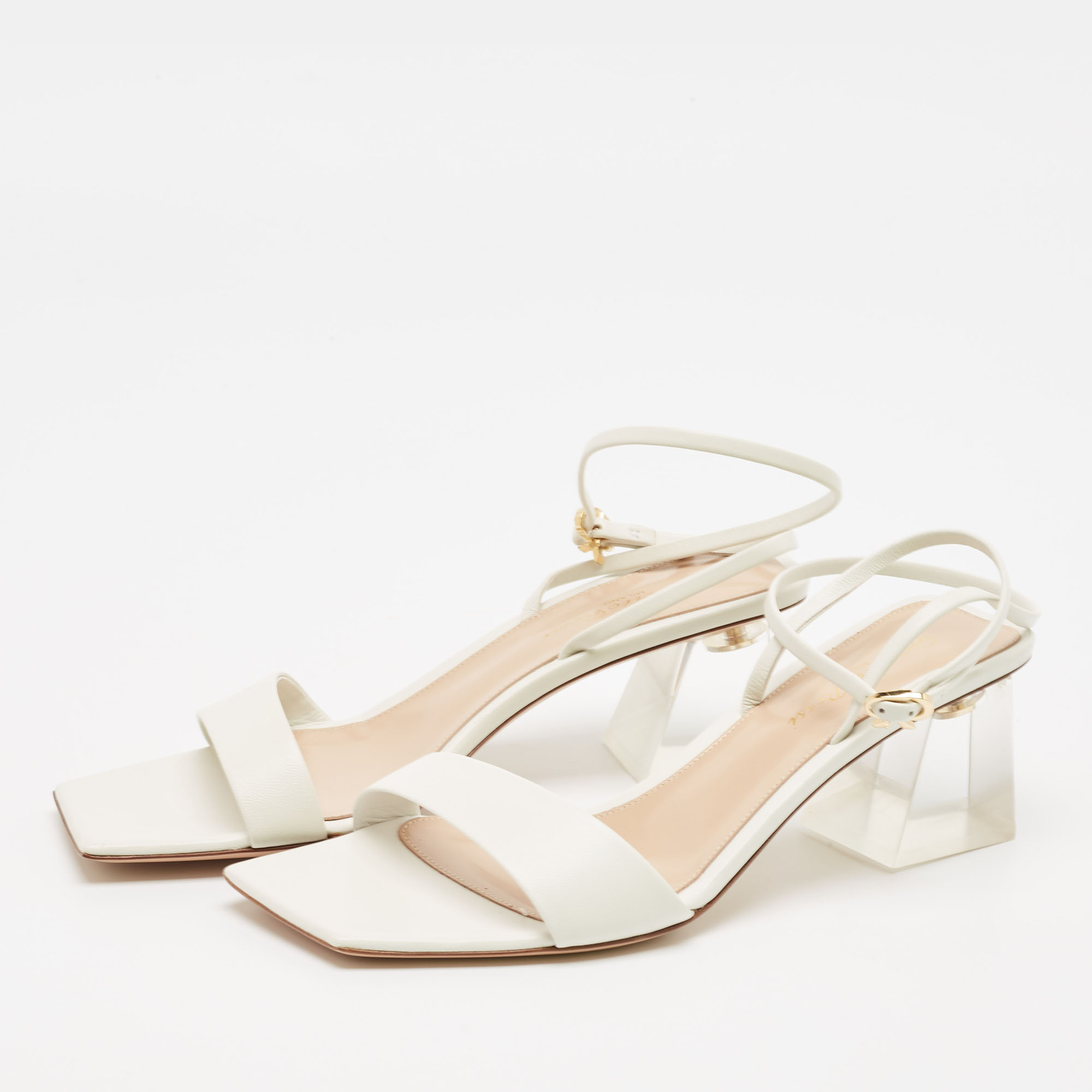 Gianvito Rossi White Leather Cosmic Sandals Size 39