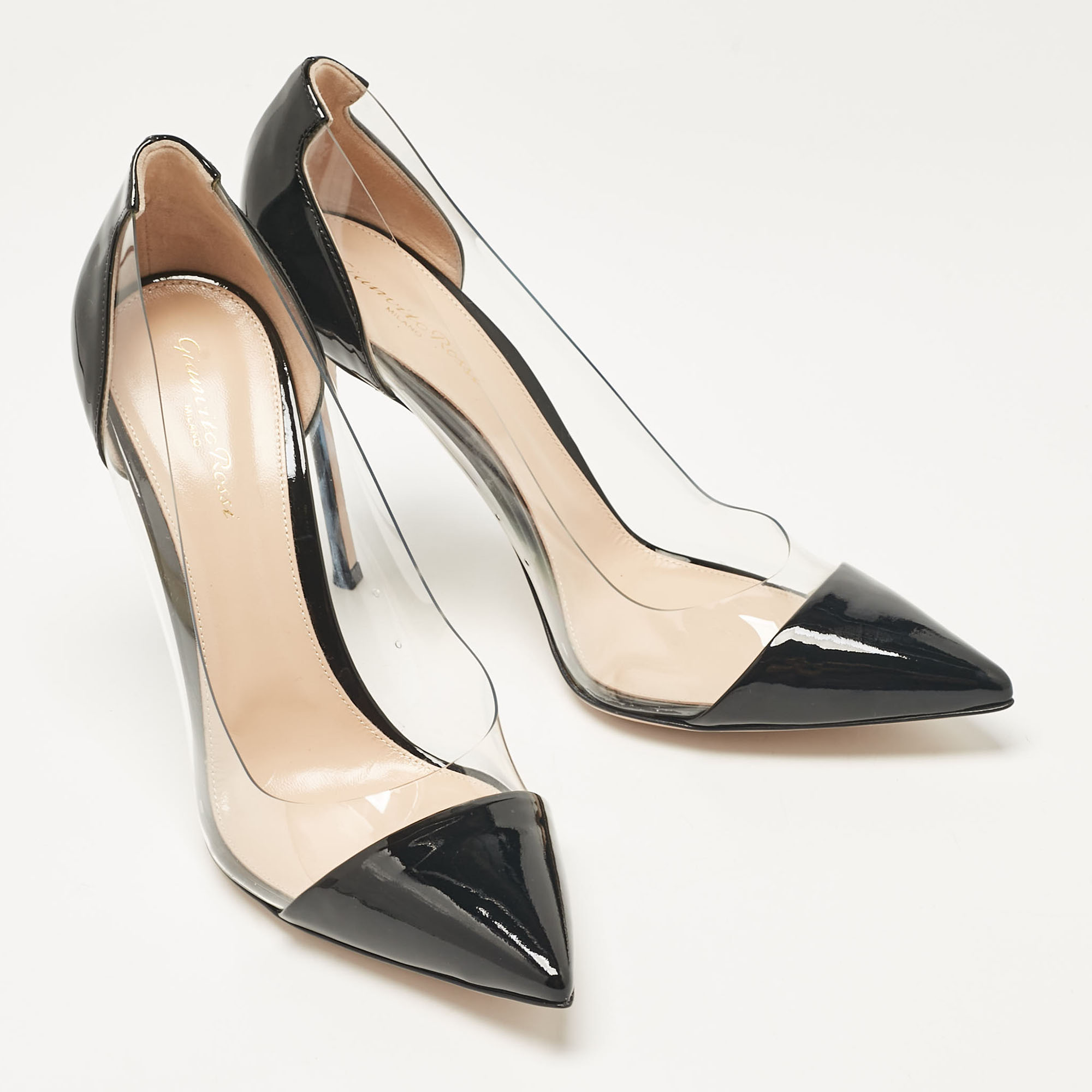 Gianvito Rossi Black Patent Leather And PVC Plexi Pumps Size 41