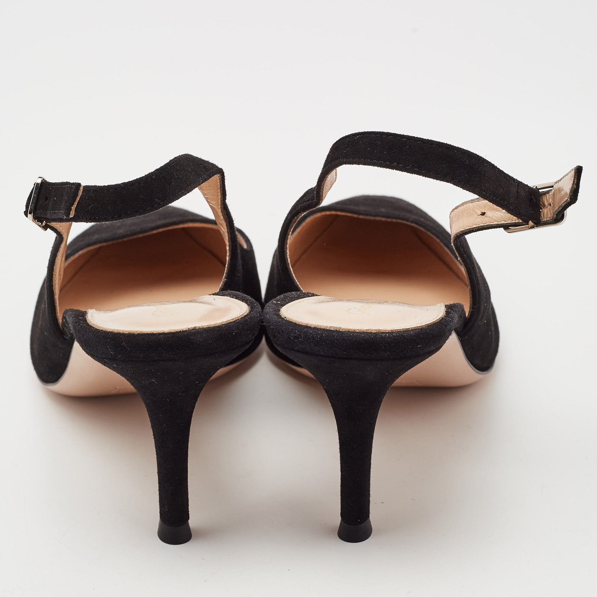 Gianvito Rossi Black Suede Slingback Pumps 38.5