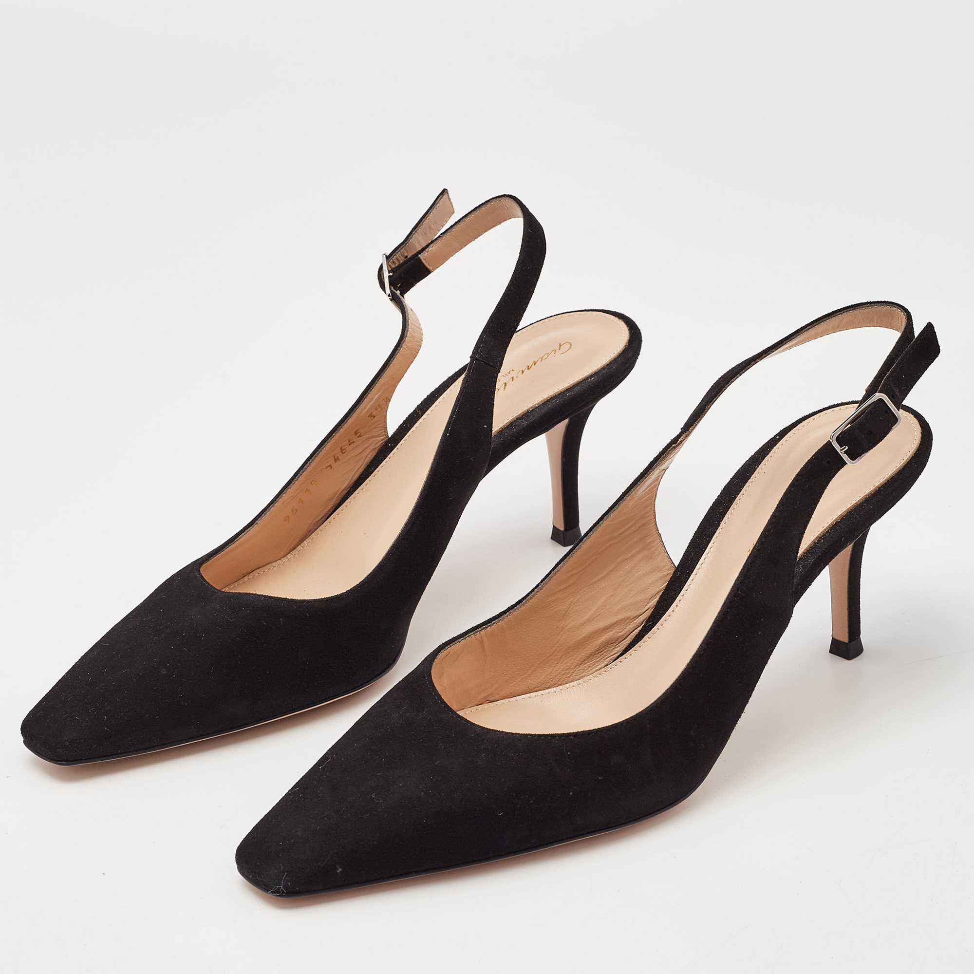 Gianvito Rossi Black Suede Slingback Pumps 38.5