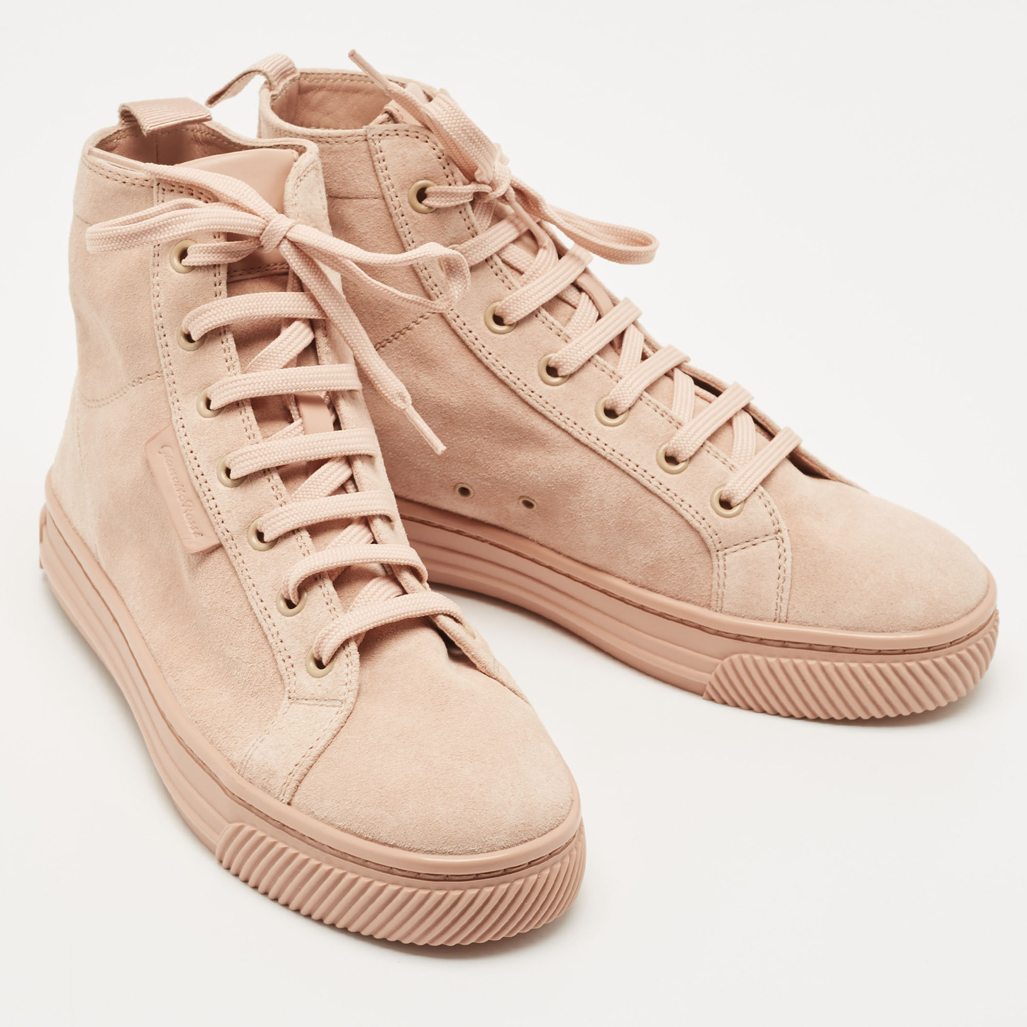 Gianvito Rossi Pink Suede High Top Sneakers Size 36.5