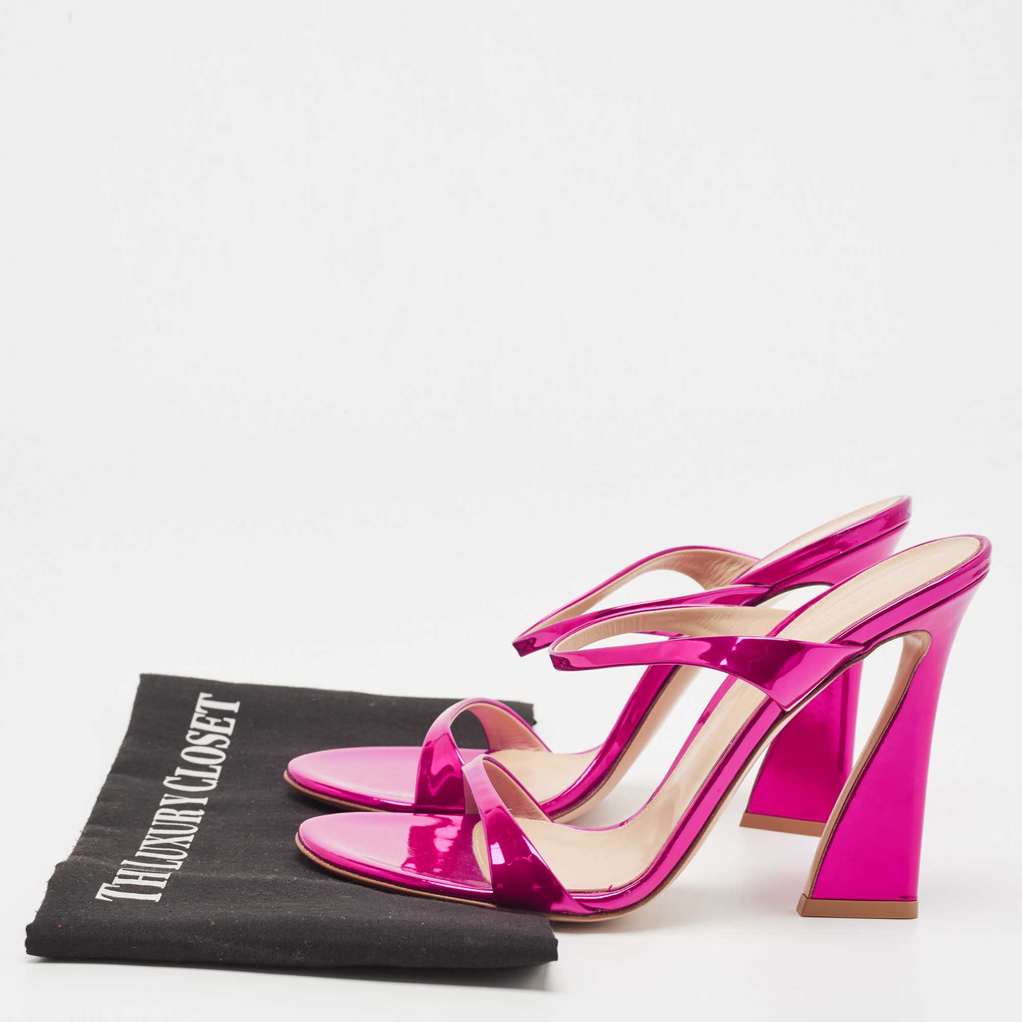 Gianvito Rossi Metallic Pink Leather Aura Sandals Size 39