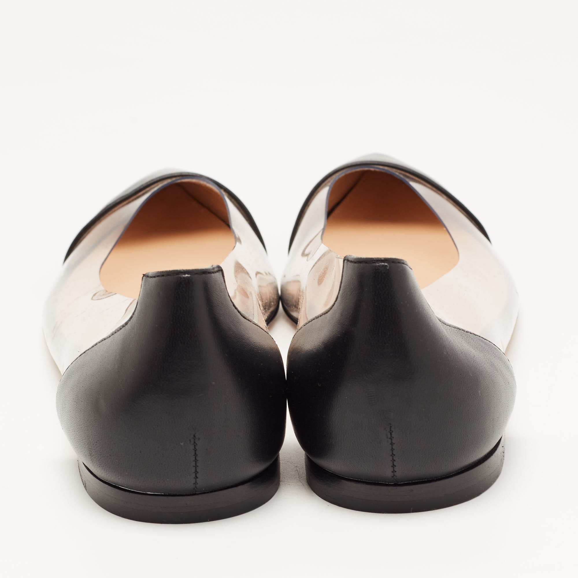 Gianvito Rossi Black Leather And PVC Plexi Ballet Flats Size 40.5