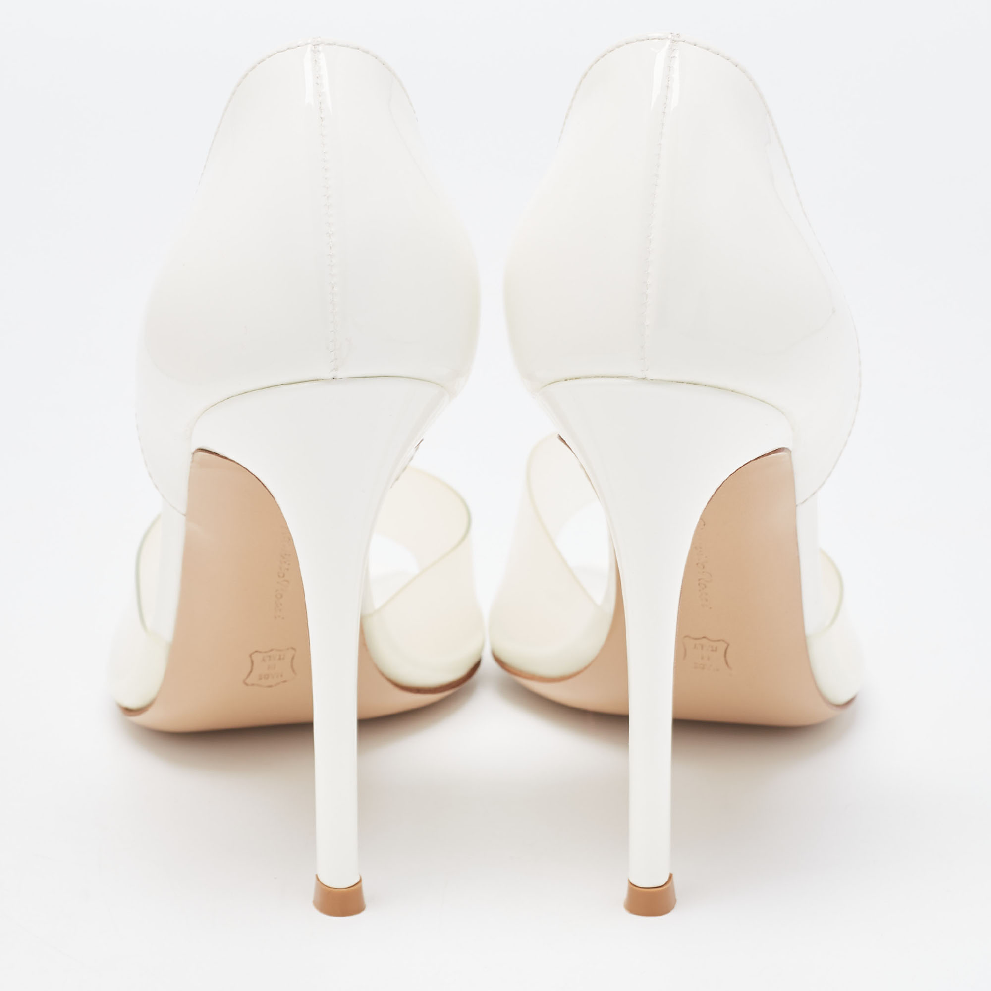 Gianvito Rossi White PVC And Leather Bree D'orsay Pumps Size 38