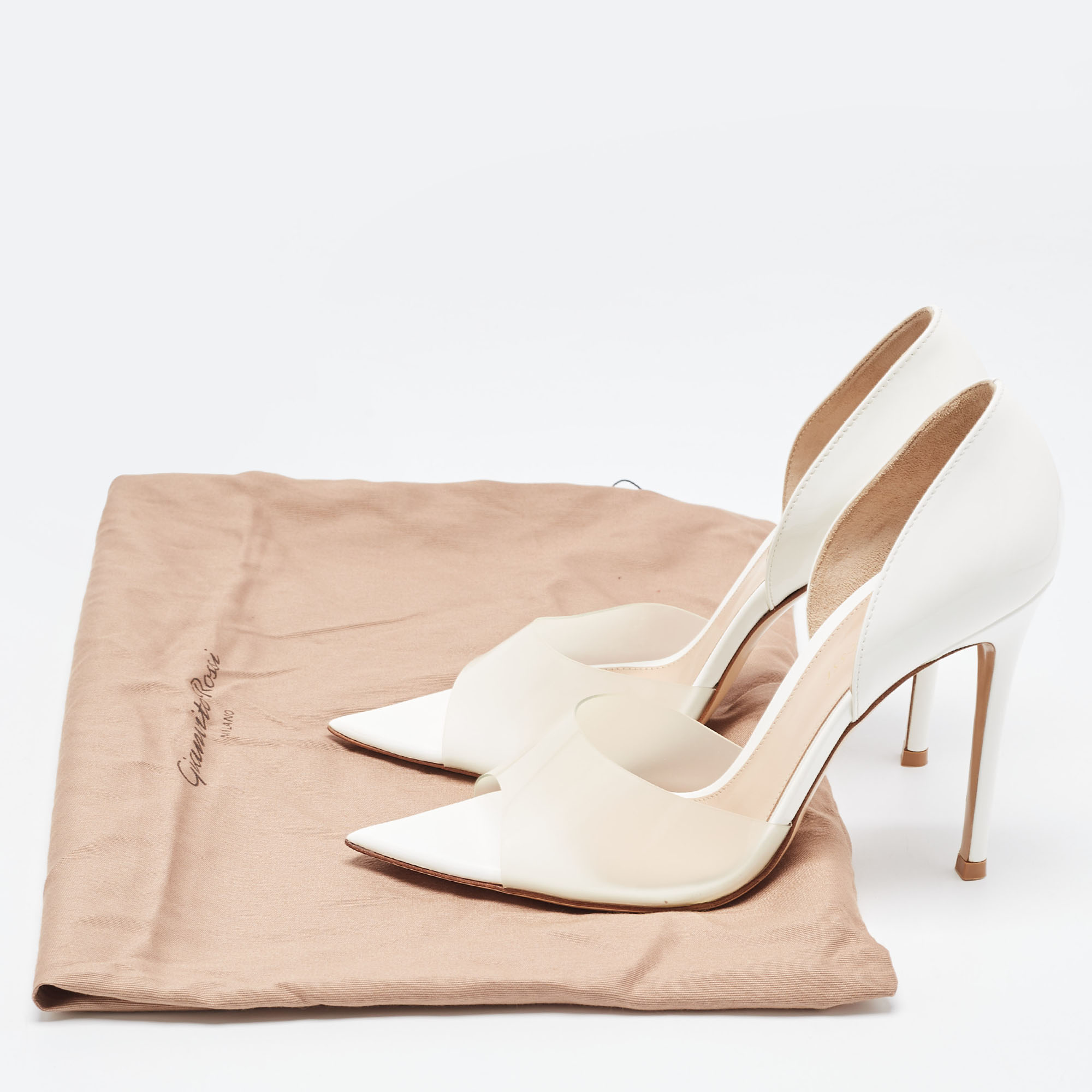 Gianvito Rossi White PVC And Leather Bree D'orsay Pumps Size 38