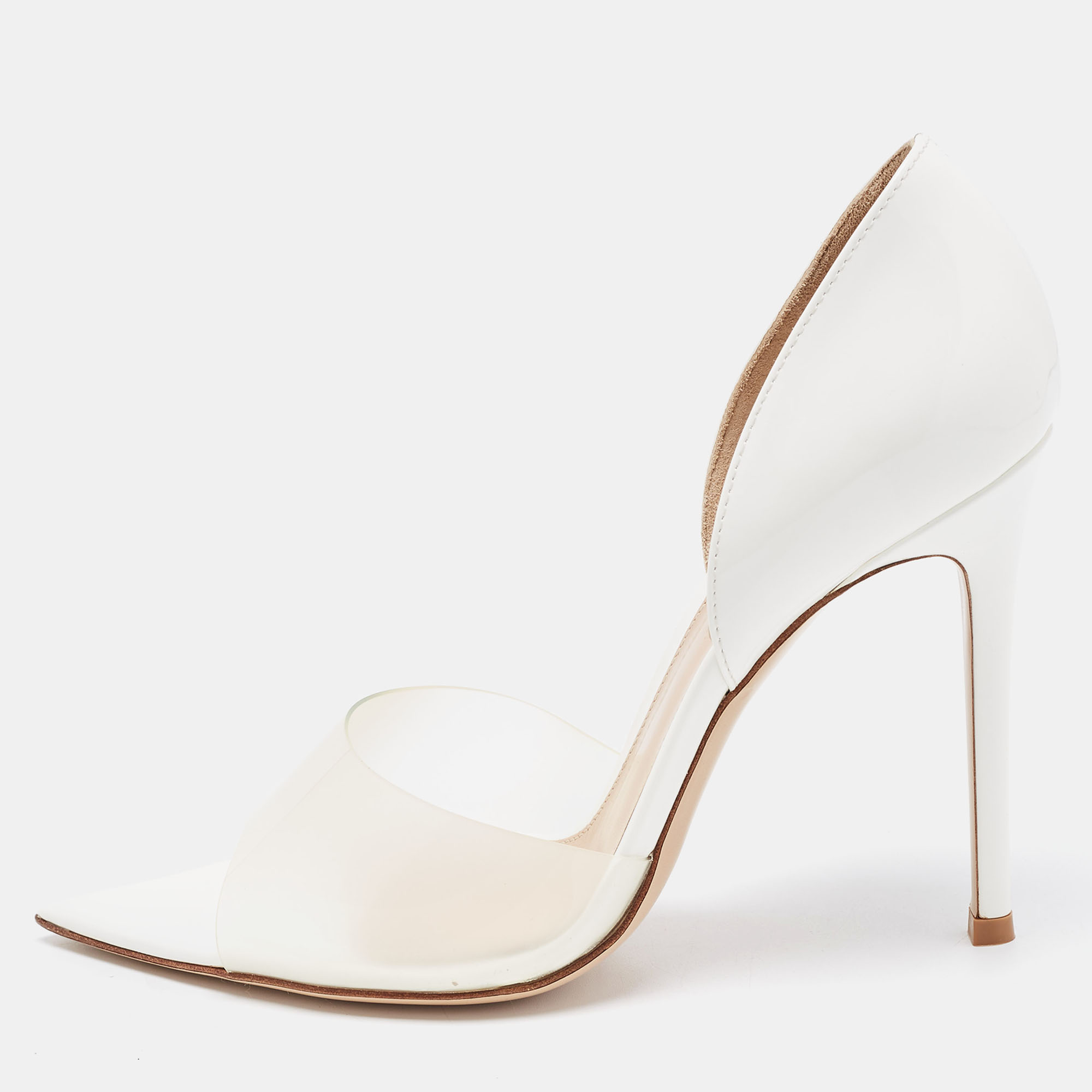 Gianvito Rossi White PVC And Leather Bree D'orsay Pumps Size 38