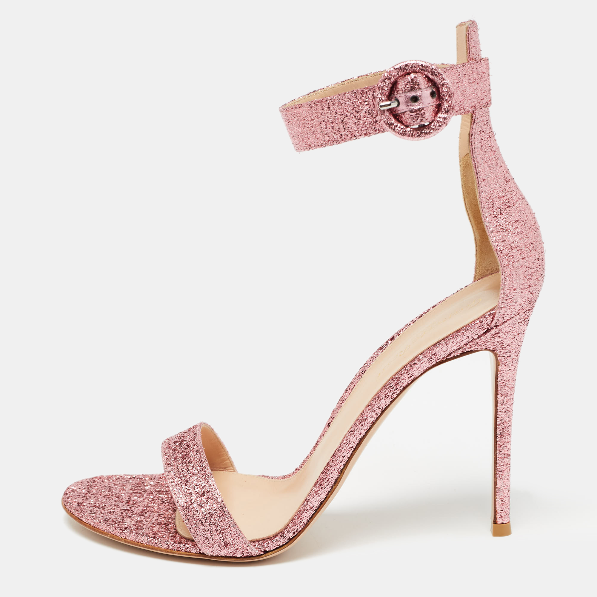 Gianvito rossi pink foil leather portofino sandals size 41