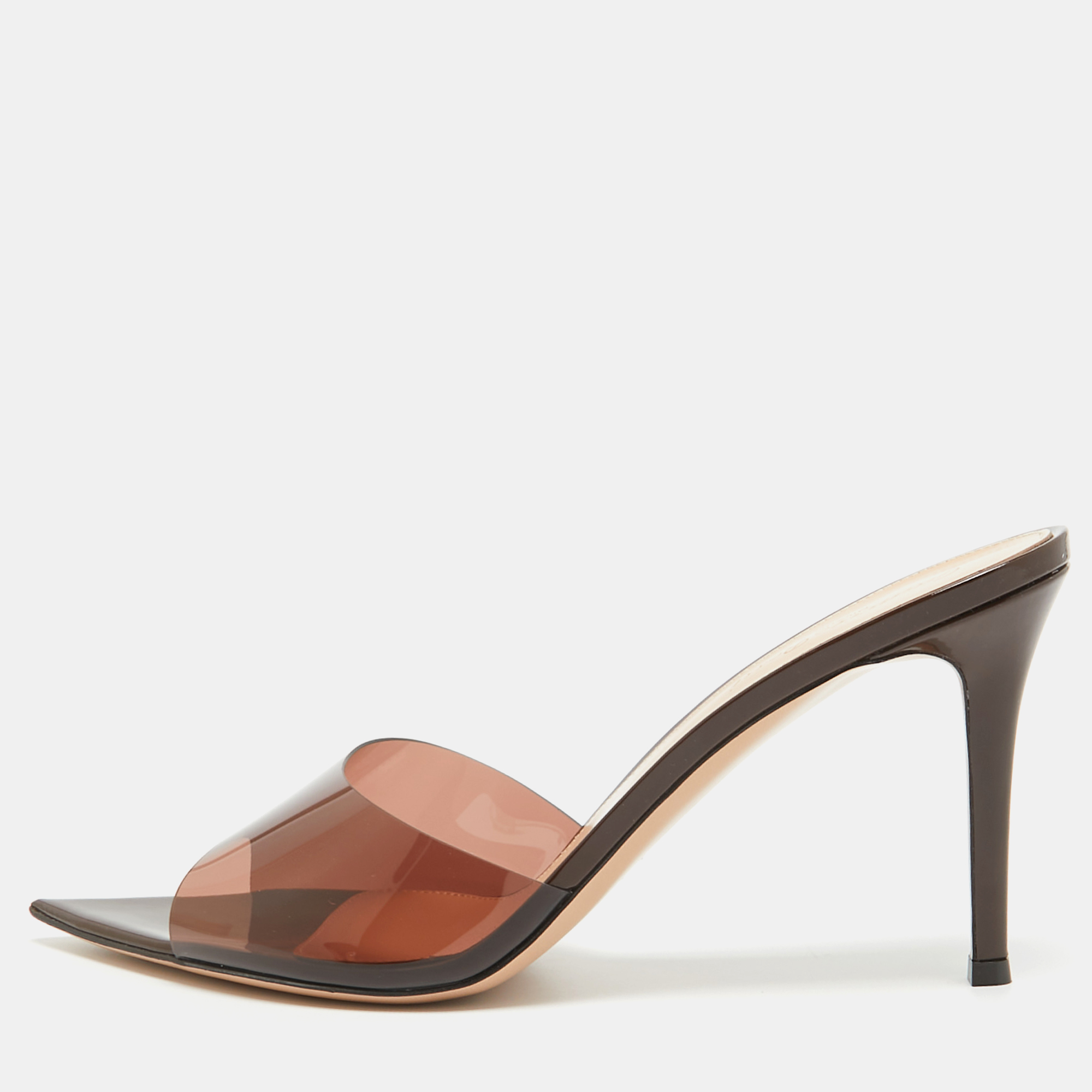 Gianvito rossi brown pvc elle slide sandals size 42