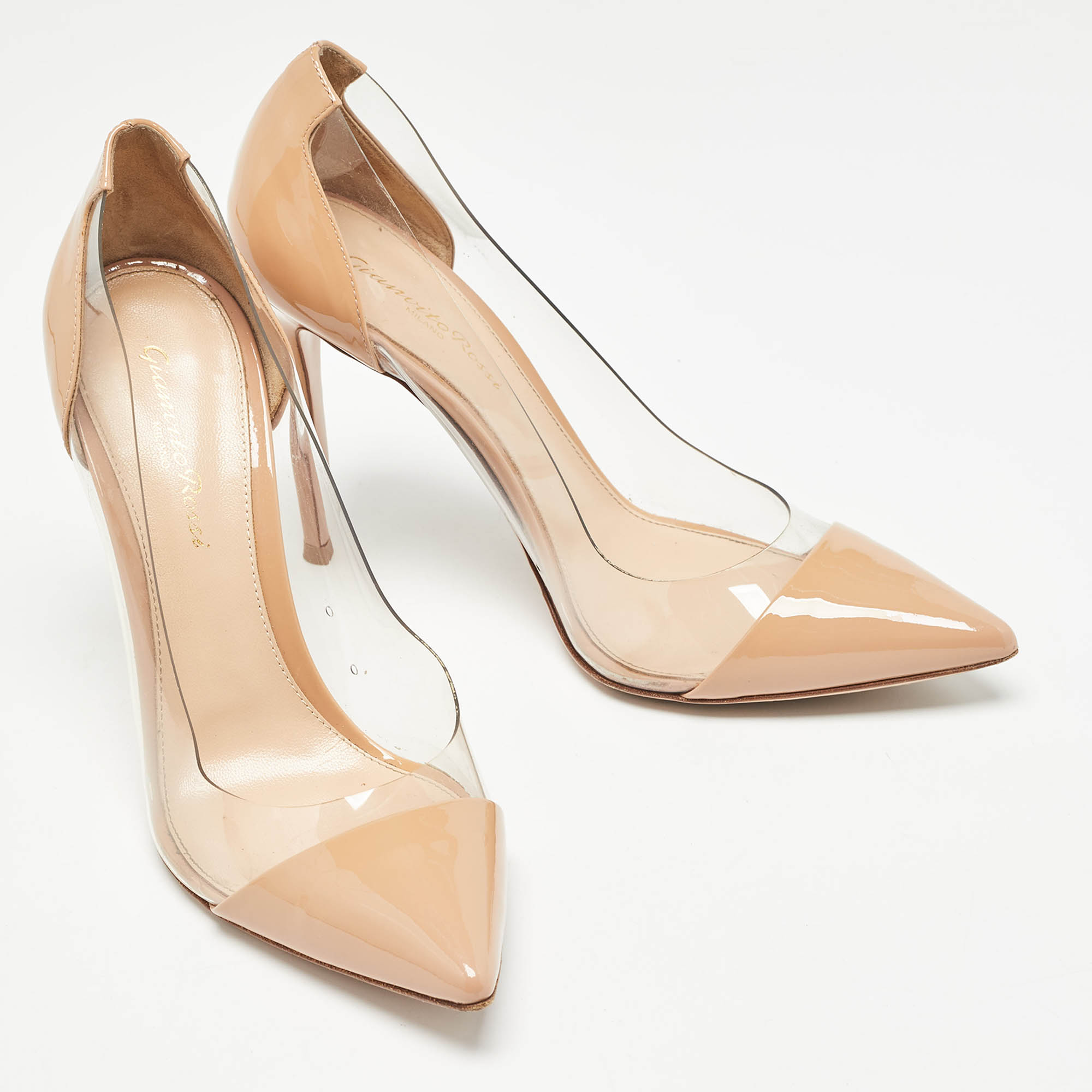 Gianvito Rossi Beige Leather, PVCPVC And Patent Leather Plexi Pumps Size 38