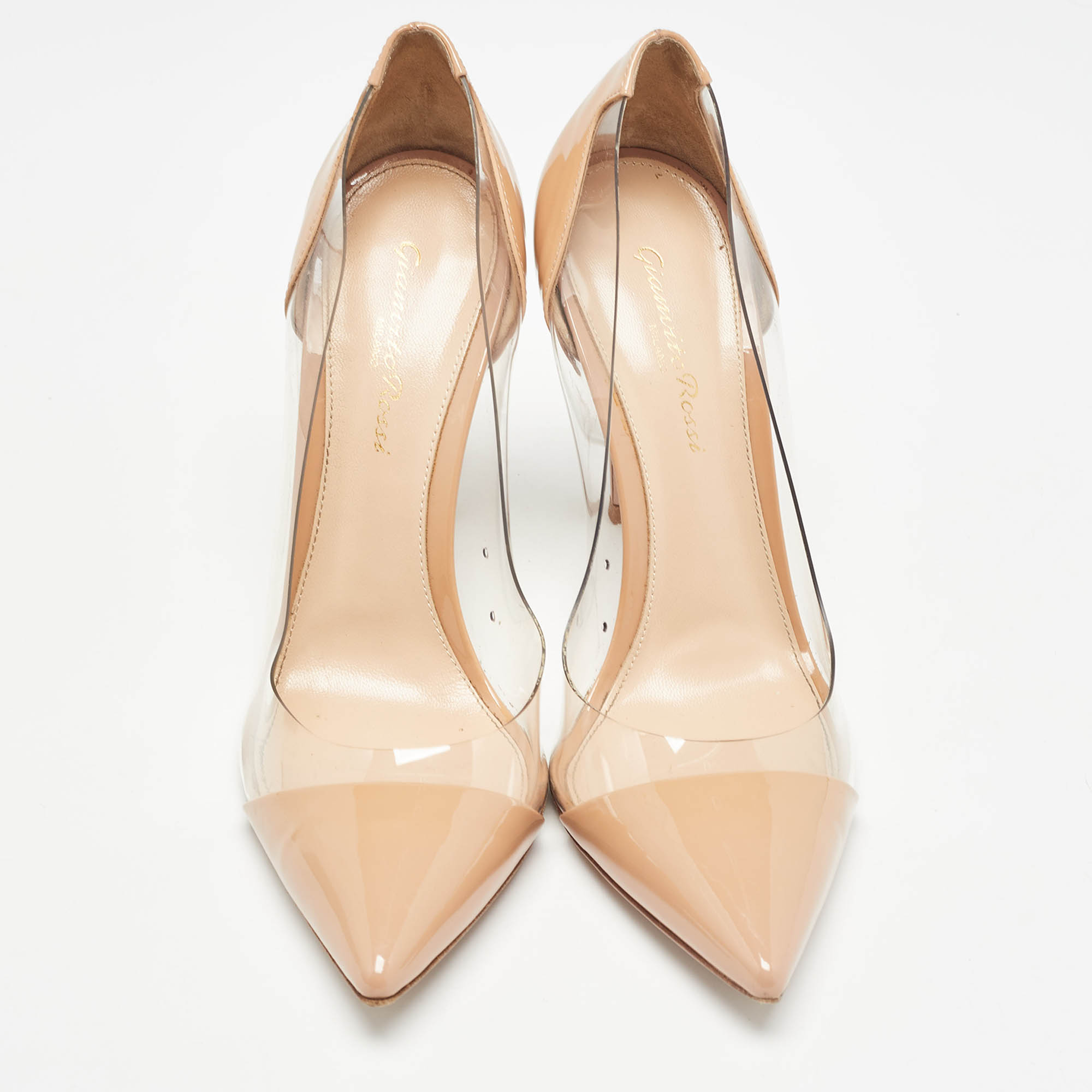 Gianvito Rossi Beige Leather, PVCPVC And Patent Leather Plexi Pumps Size 38