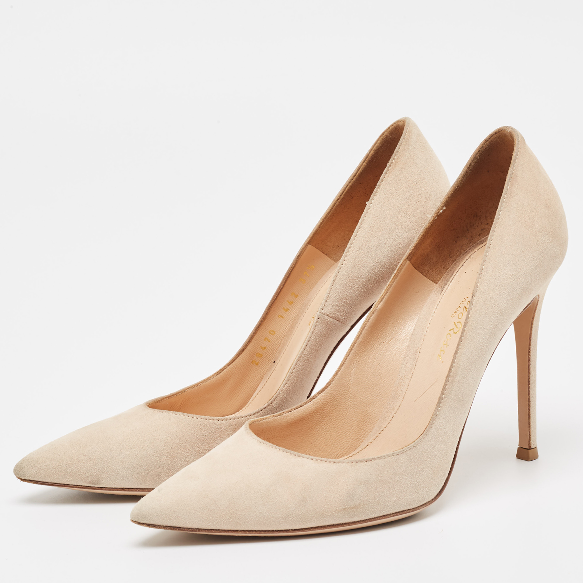 Gianvito Rossi Beige Suede Pointed Toe Pumps Size 37.5