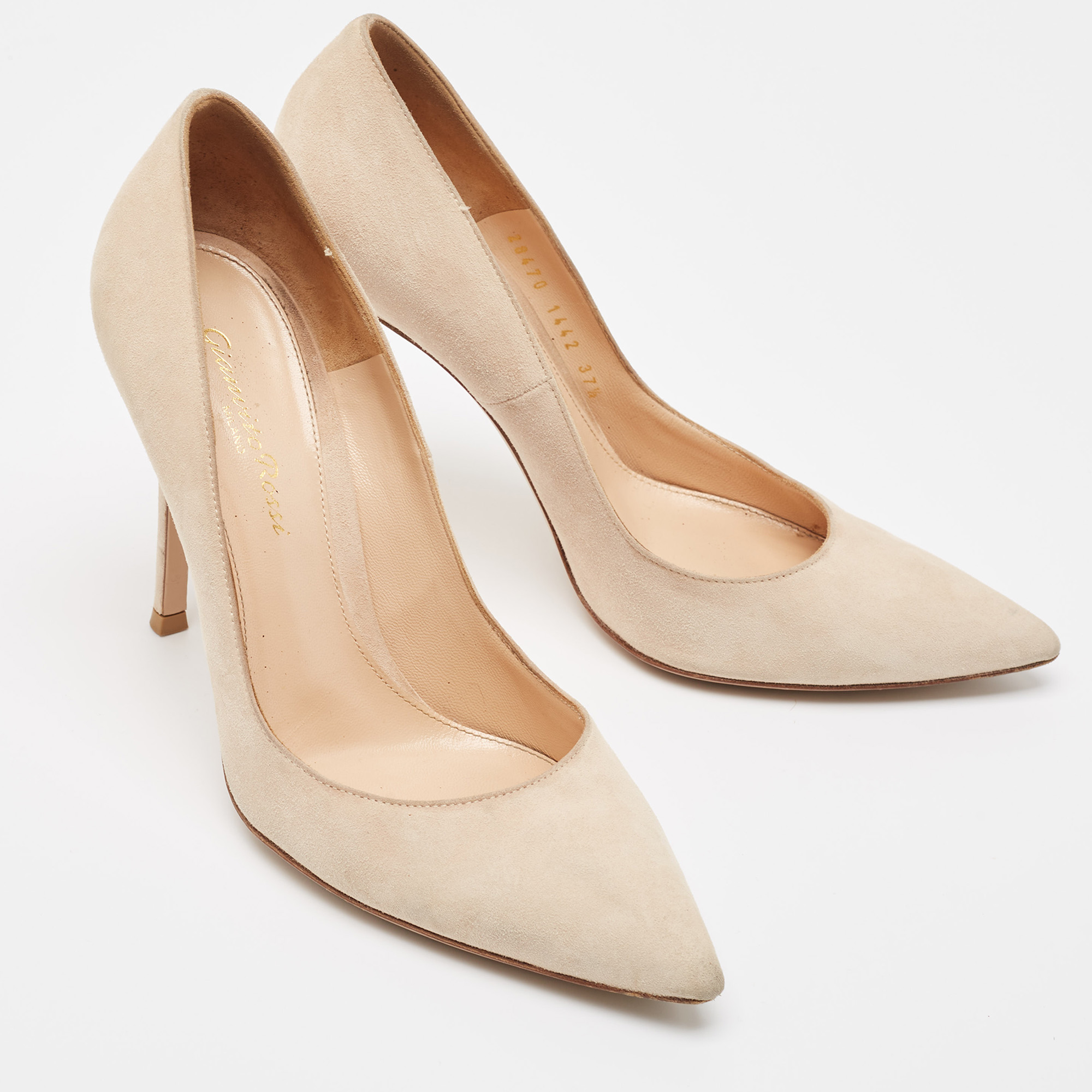 Gianvito Rossi Beige Suede Pointed Toe Pumps Size 37.5