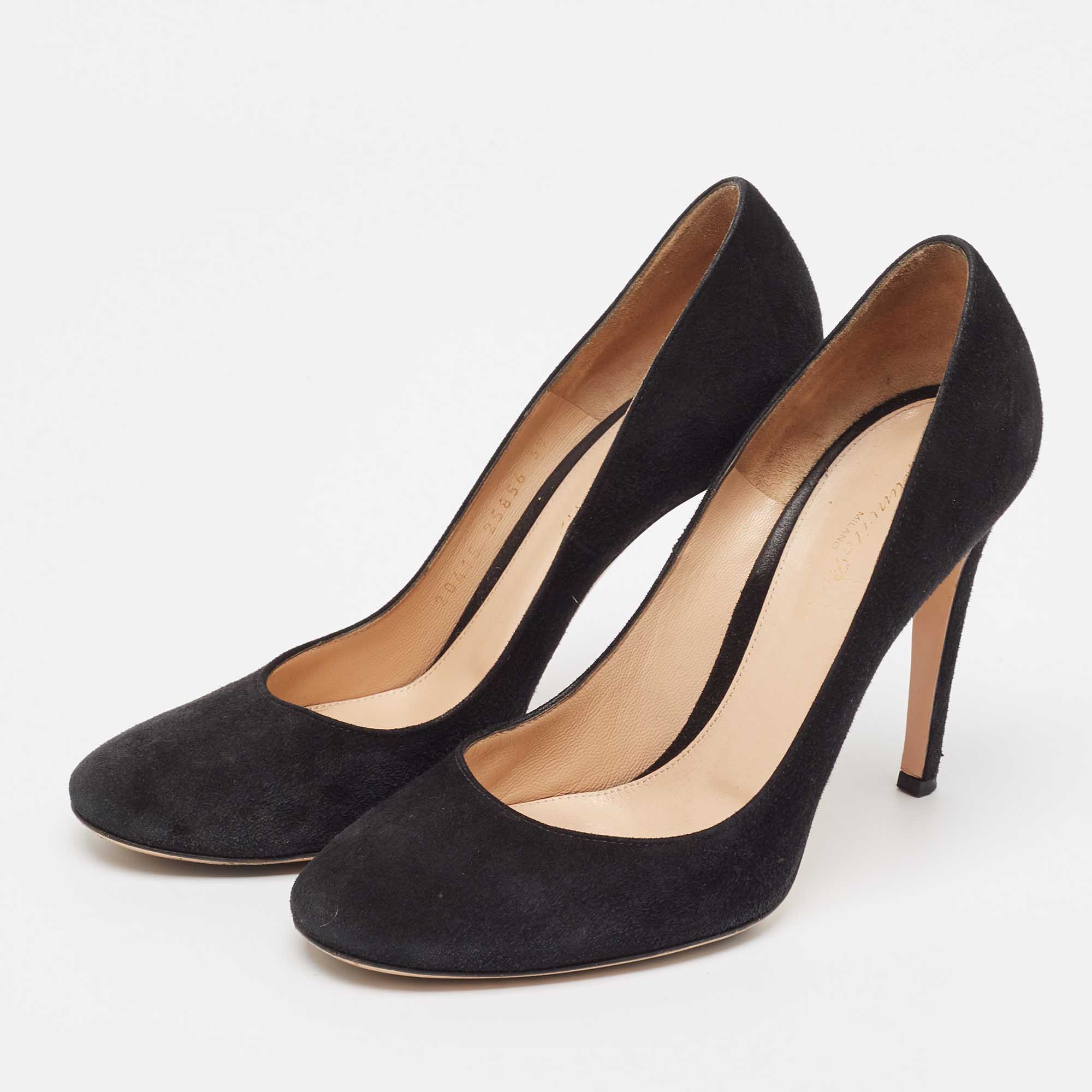 Gianvito Rossi Black Suede Roma Pumps Size 39.5