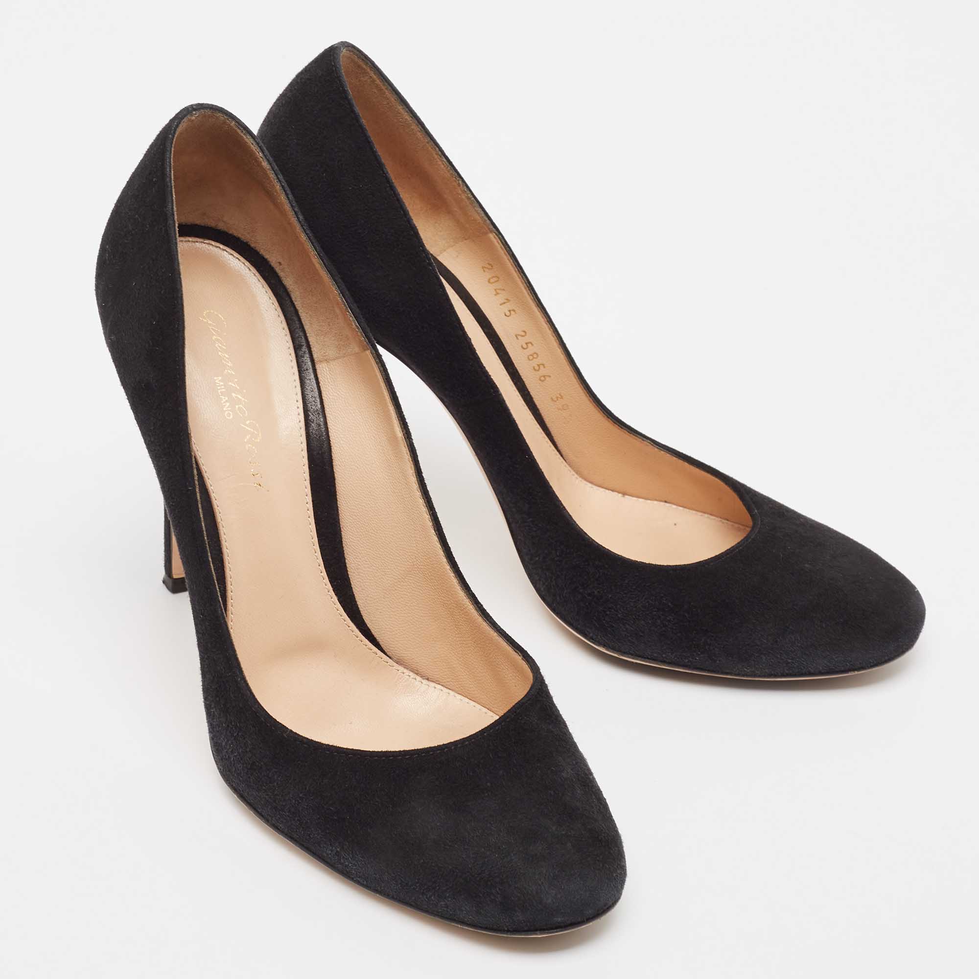 Gianvito Rossi Black Suede Roma Pumps Size 39.5