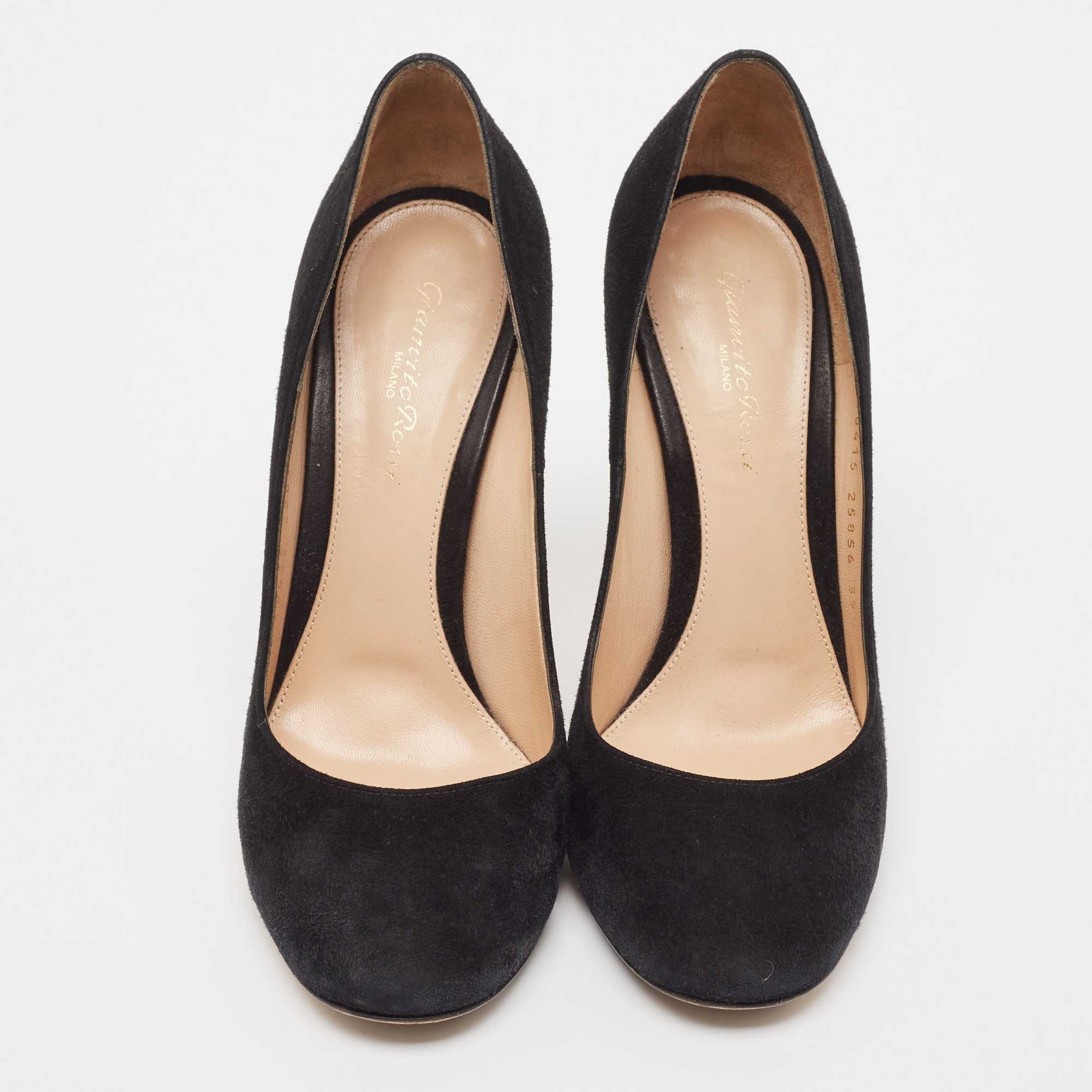 Gianvito Rossi Black Suede Roma Pumps Size 39.5