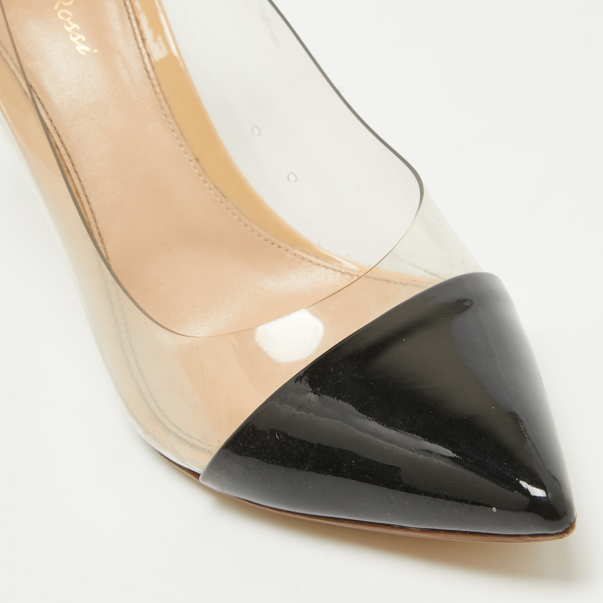 Gianvito Rossi Black/Beige Patent And PVC Plexi Pumps Size 40