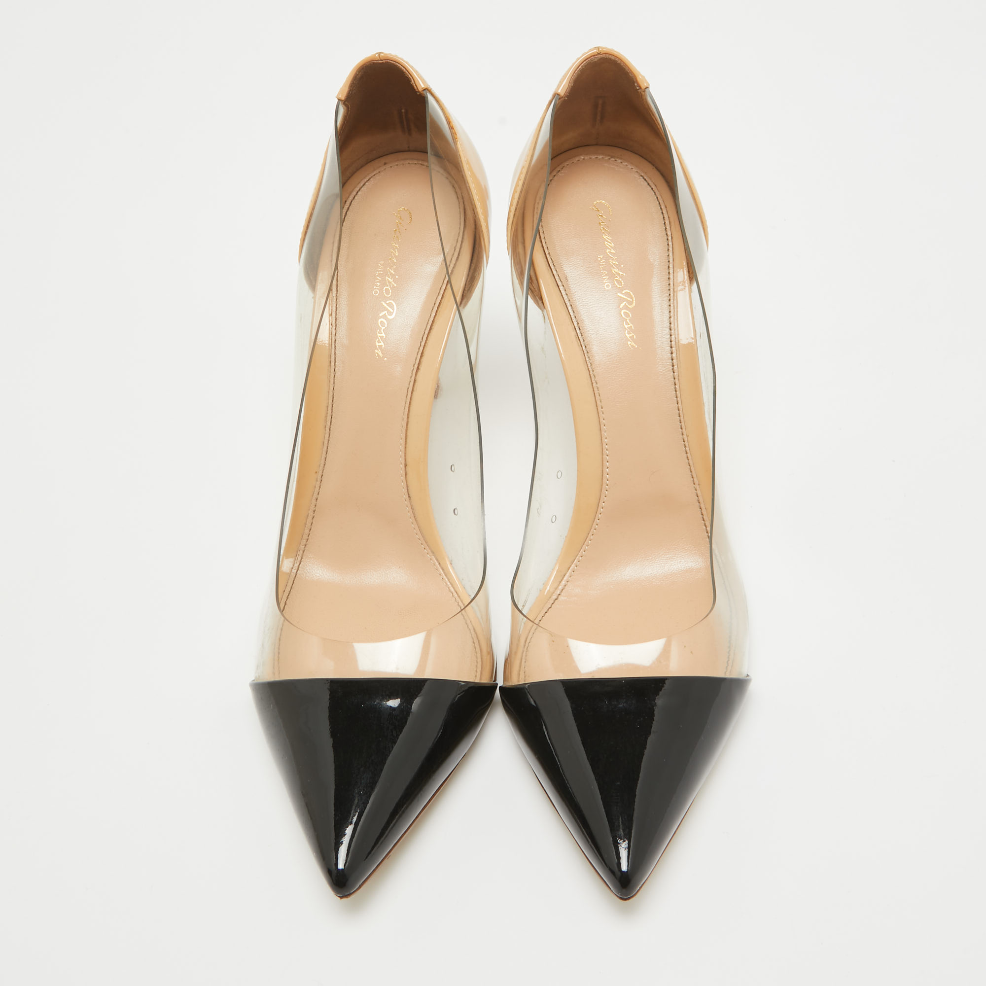 Gianvito Rossi Black/Beige Patent And PVC Plexi Pumps Size 40