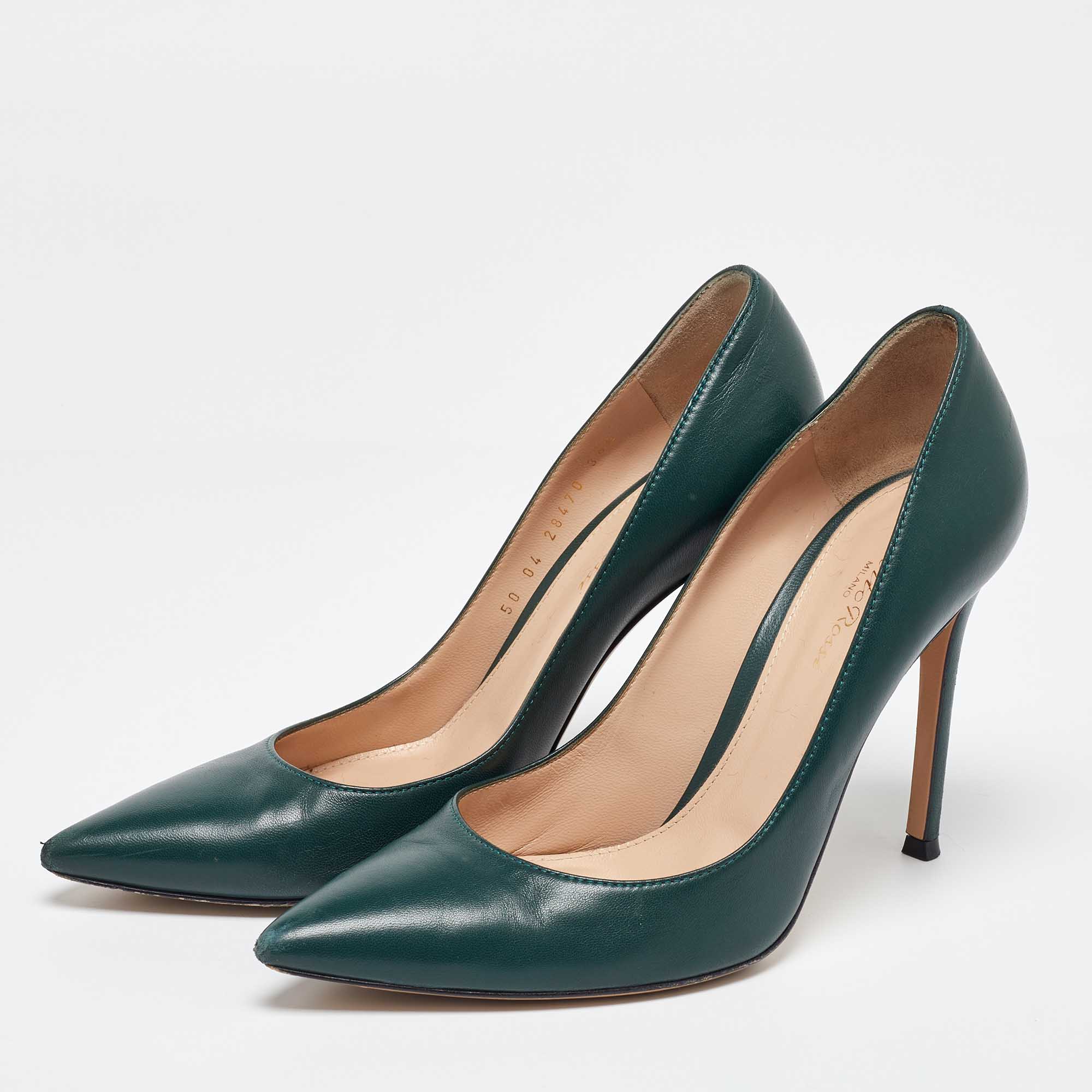 Gianvito Rossi Green Leather Gianvito Pumps Size 38.5