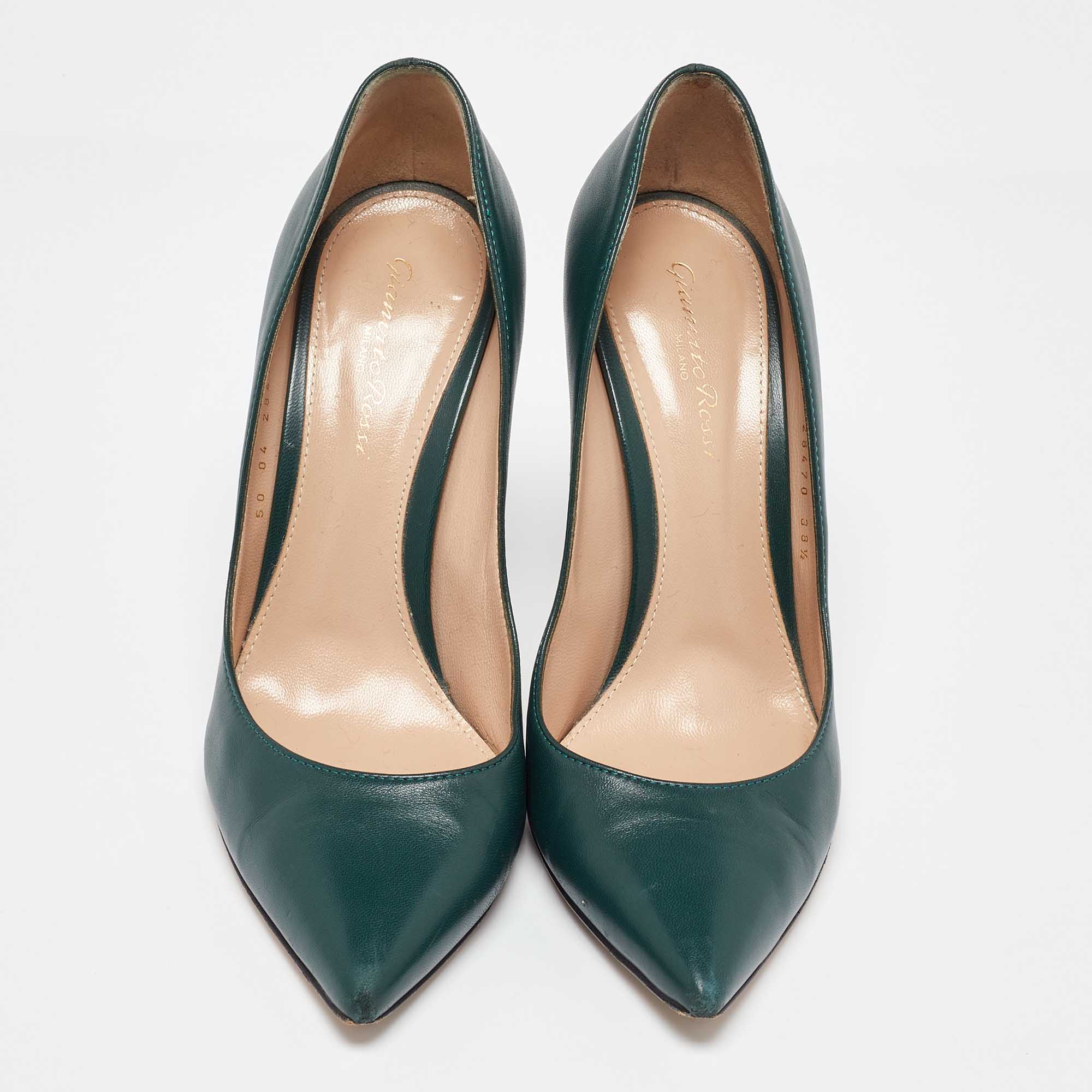 Gianvito Rossi Green Leather Gianvito Pumps Size 38.5