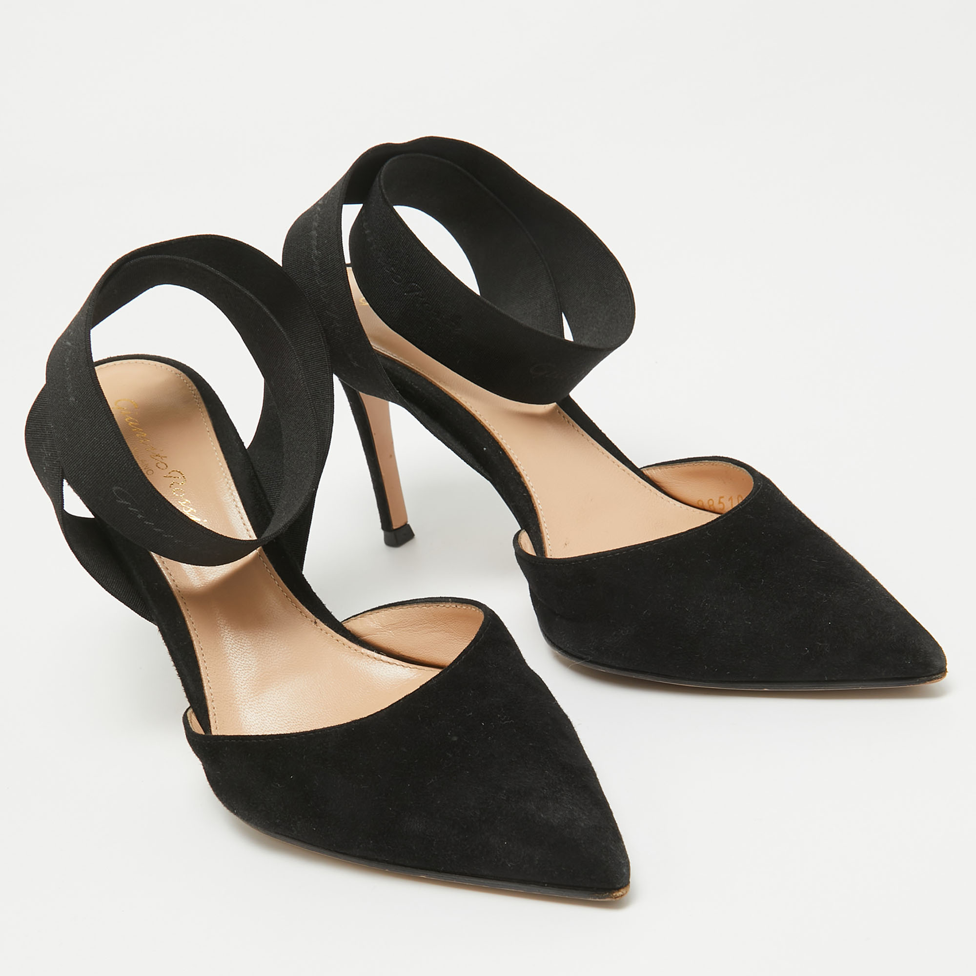 Gianvito Rossi Black Suede Continuity Elastic Pumps Size 38