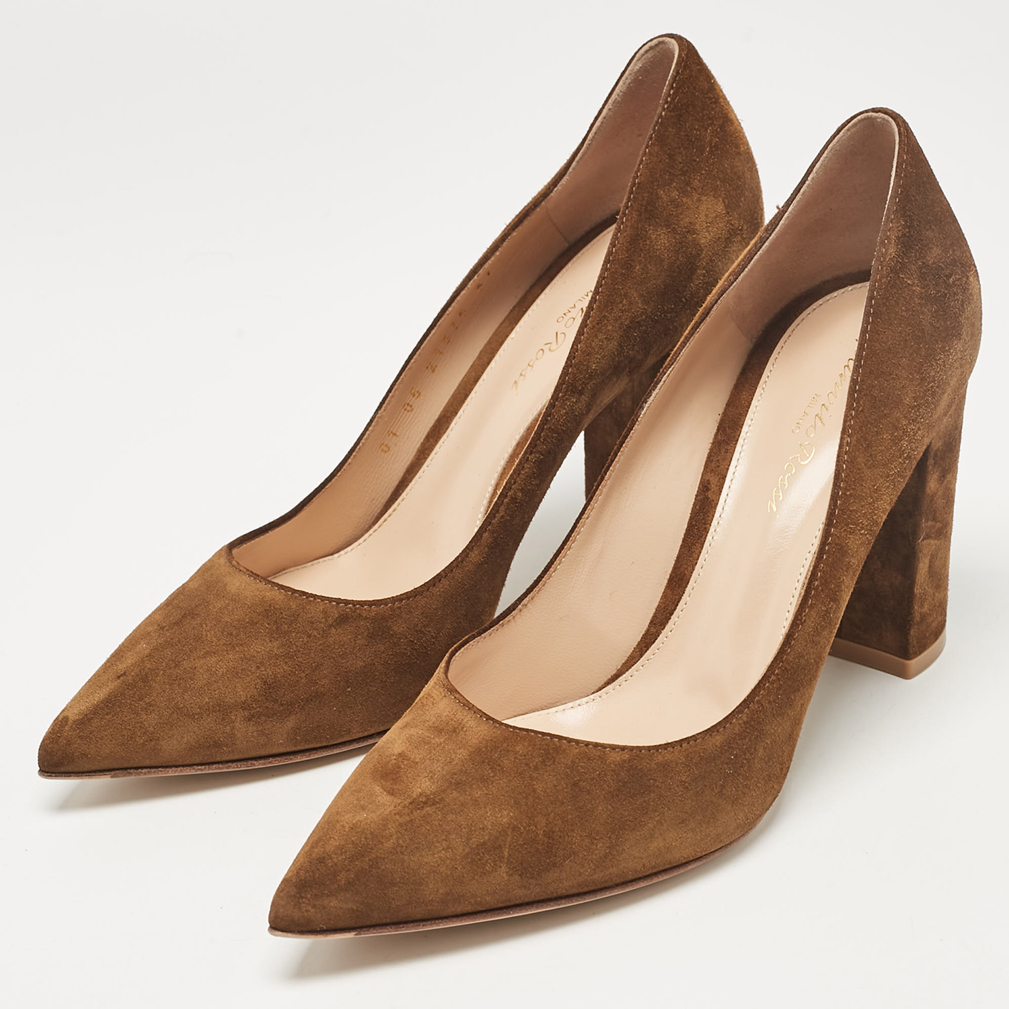 Gianvito Rossi Brown Suede Block Heel Pumps Size 37