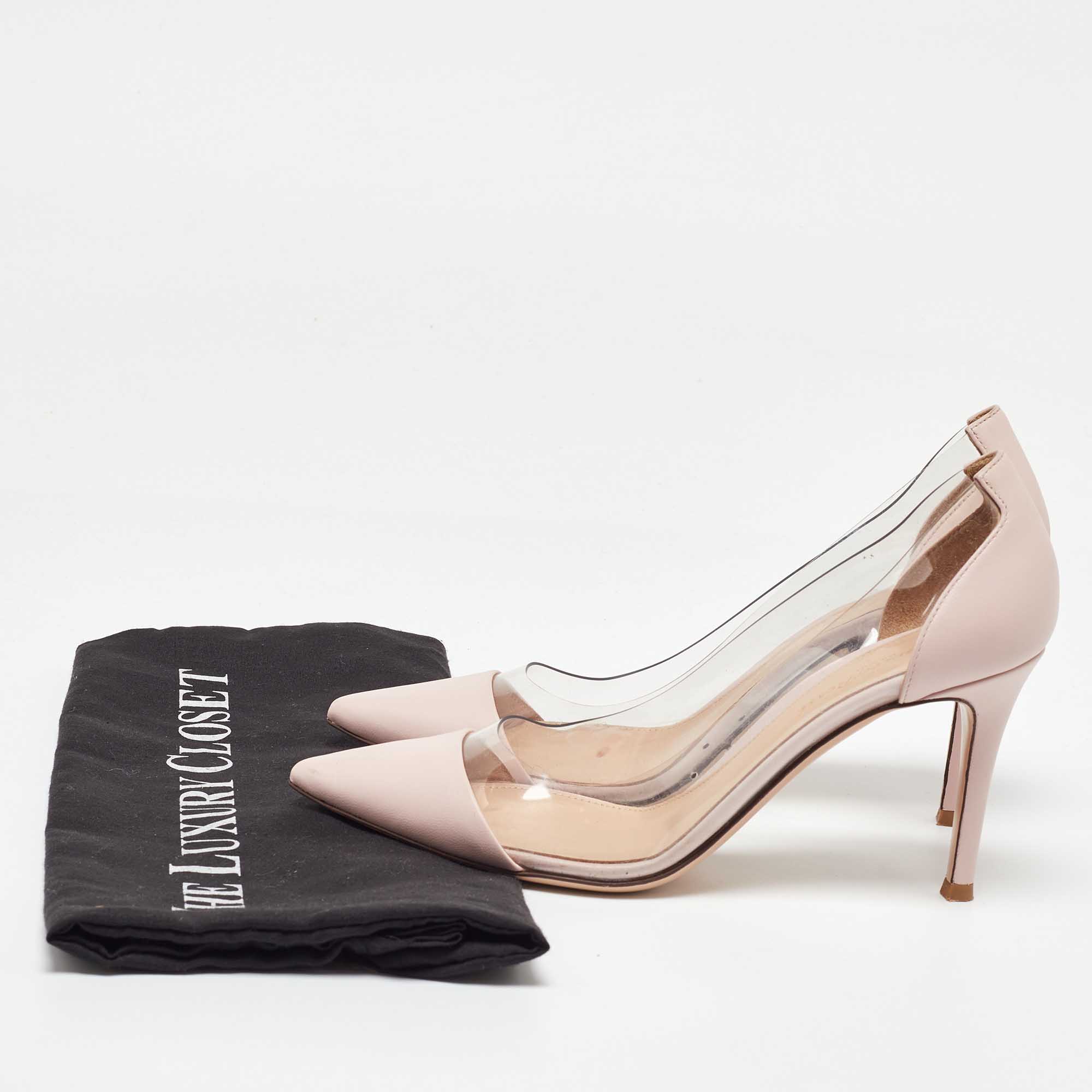 Gianvito Rossi Light Pink Leather And PVC Plexi Pumps Size 36.5