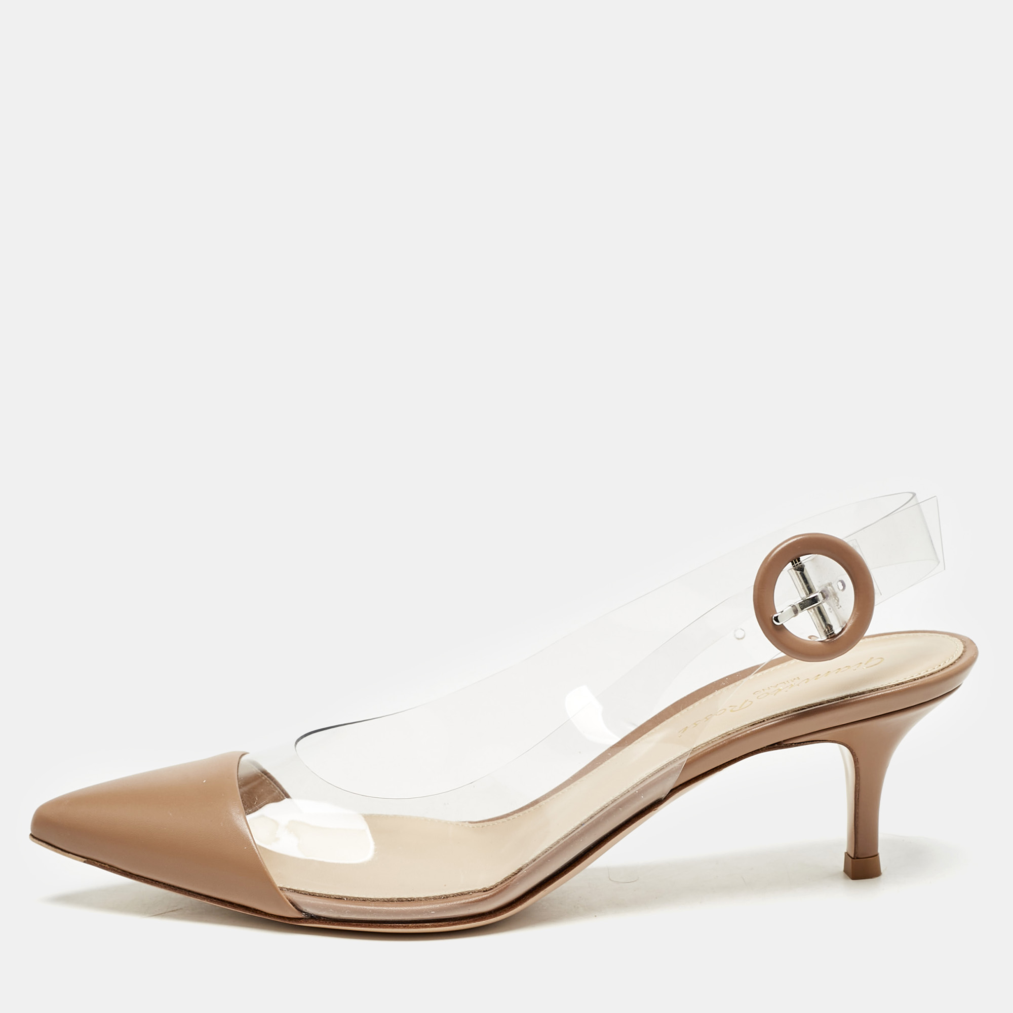 Gianvito Rossi Beige Leather and PVC Alice Slingback Pumps Size
Gianvito Rossi Beige Leather and PVC Alice Slingback Pumps Size
