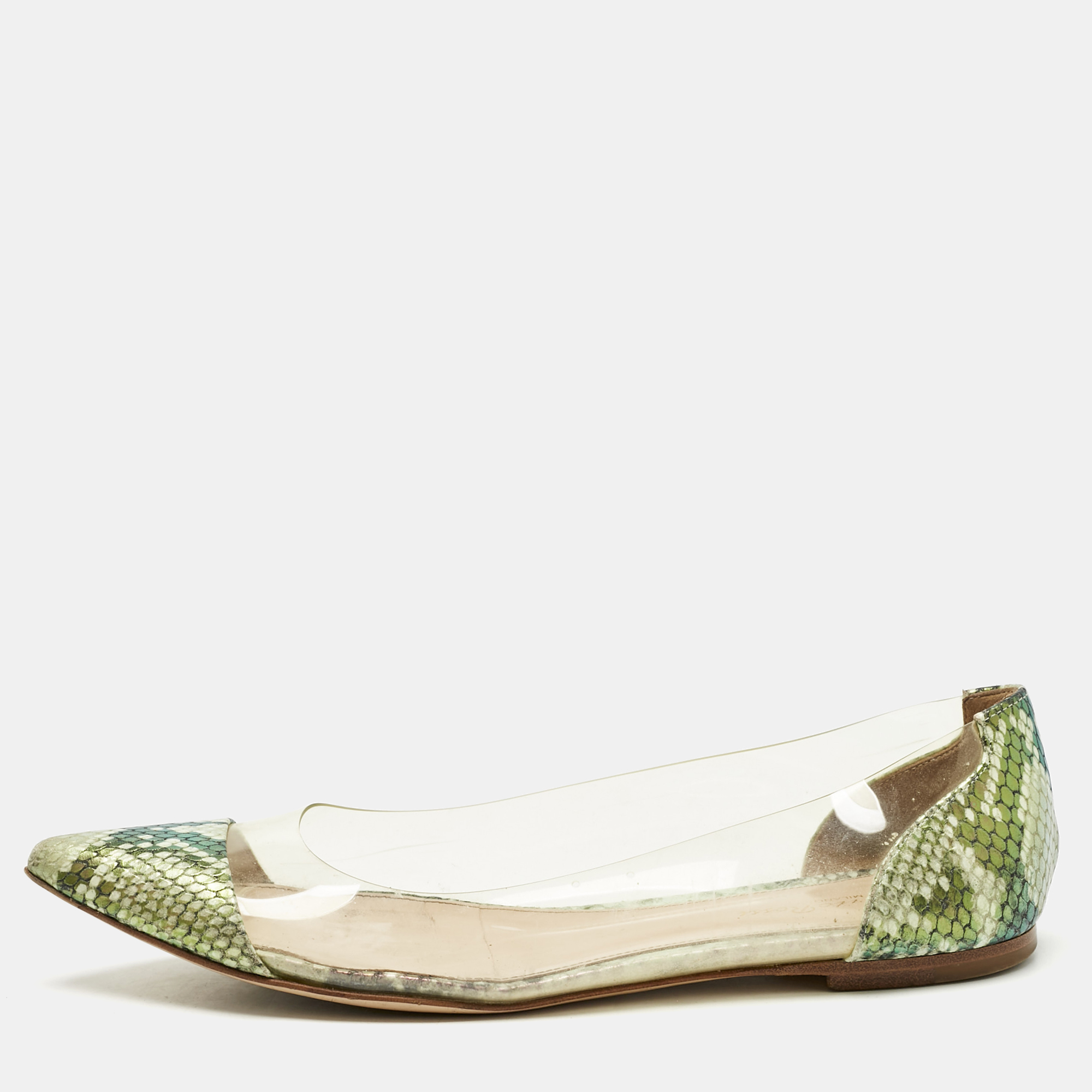 Gianvito Rossi Multicolor PVC and Python Embossed Leather Plexi Ballet Flats Size 37.5 - Gianvito Rossi - Modalova