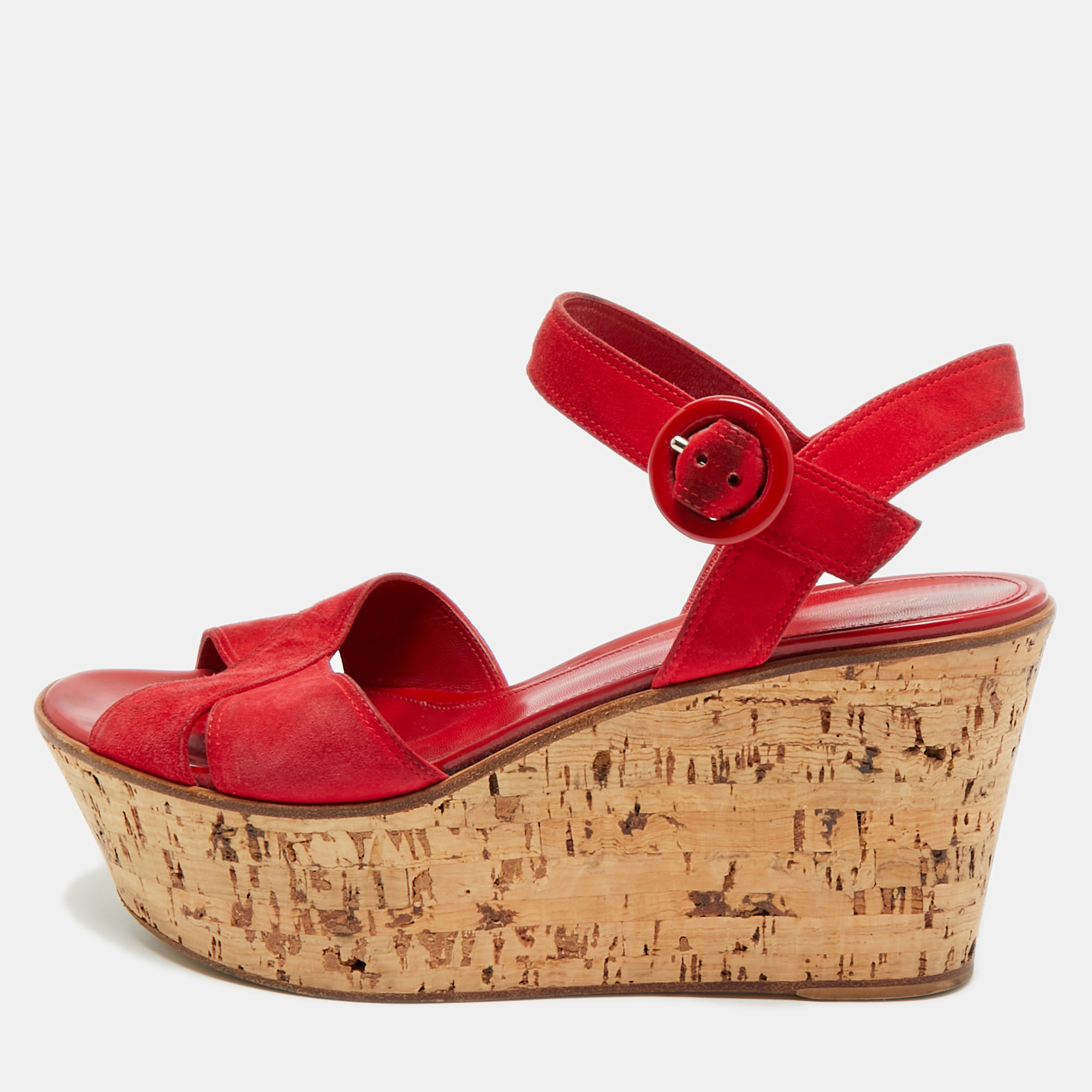 Gianvito Rossi Size Red Suede Cork Wedge Ankle Strap Sandals
Gianvito Rossi Size Red Suede Cork Wedge Ankle Strap Sandals