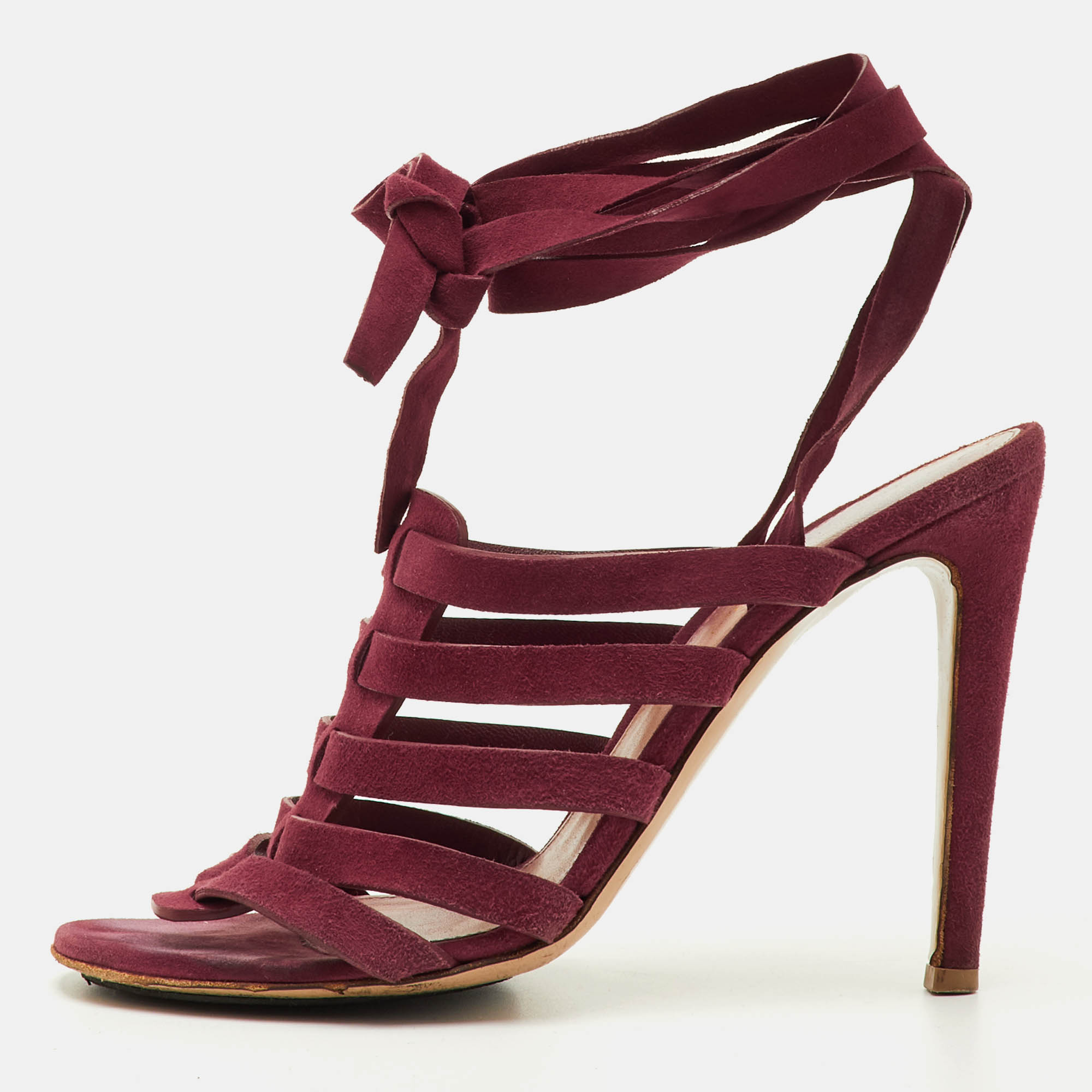 Gianvito Rossi Size Burgundy Suede Open Toe Ankle Wrap Sandals
Gianvito Rossi Size Burgundy Suede Open Toe Ankle Wrap Sandals