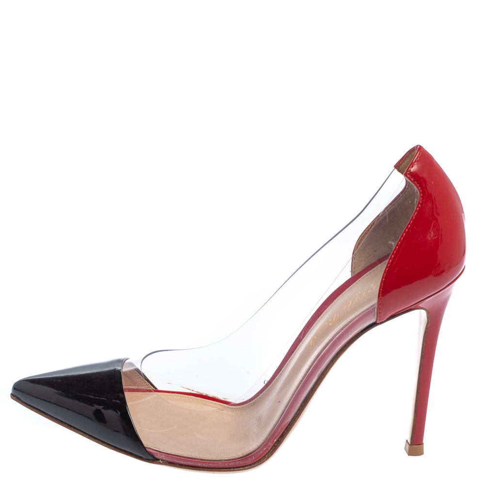 Gianvito Rossi Black/Red Patent Leather And PVC Plexi Pointed Toe Pumps Size
Gianvito Rossi Black/Red Patent Leather And PVC Plexi Pointed Toe Pumps Size