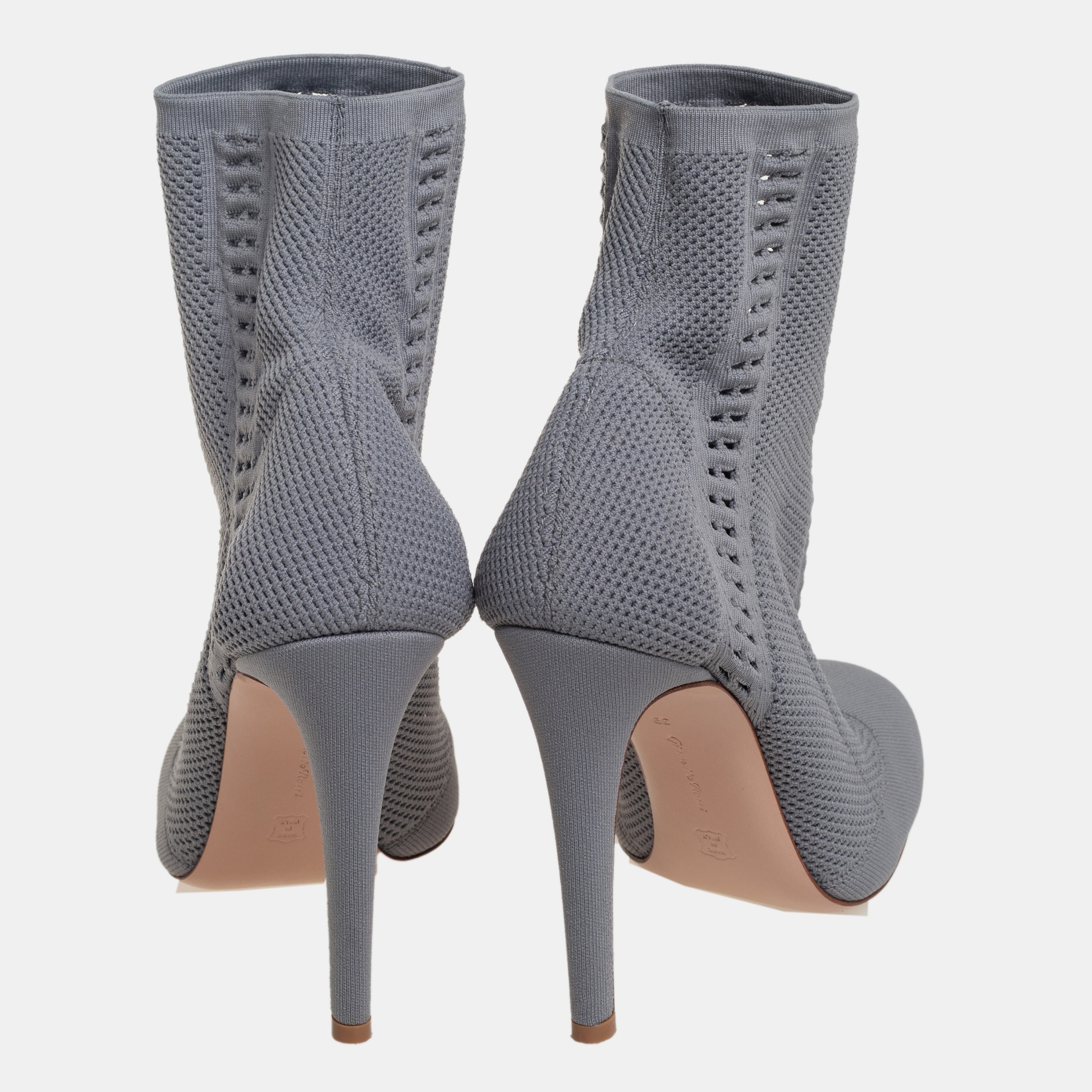 Gianvito Rossi Grey Stretch Knit Thurlow Ankle Boots Size 39