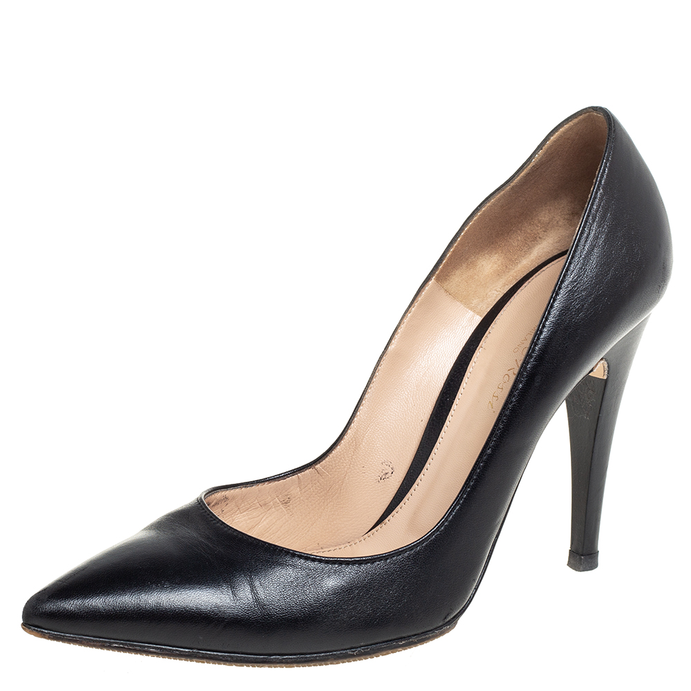 Gianvito Rossi Black Leather Pointed Toe Pumps Size 39