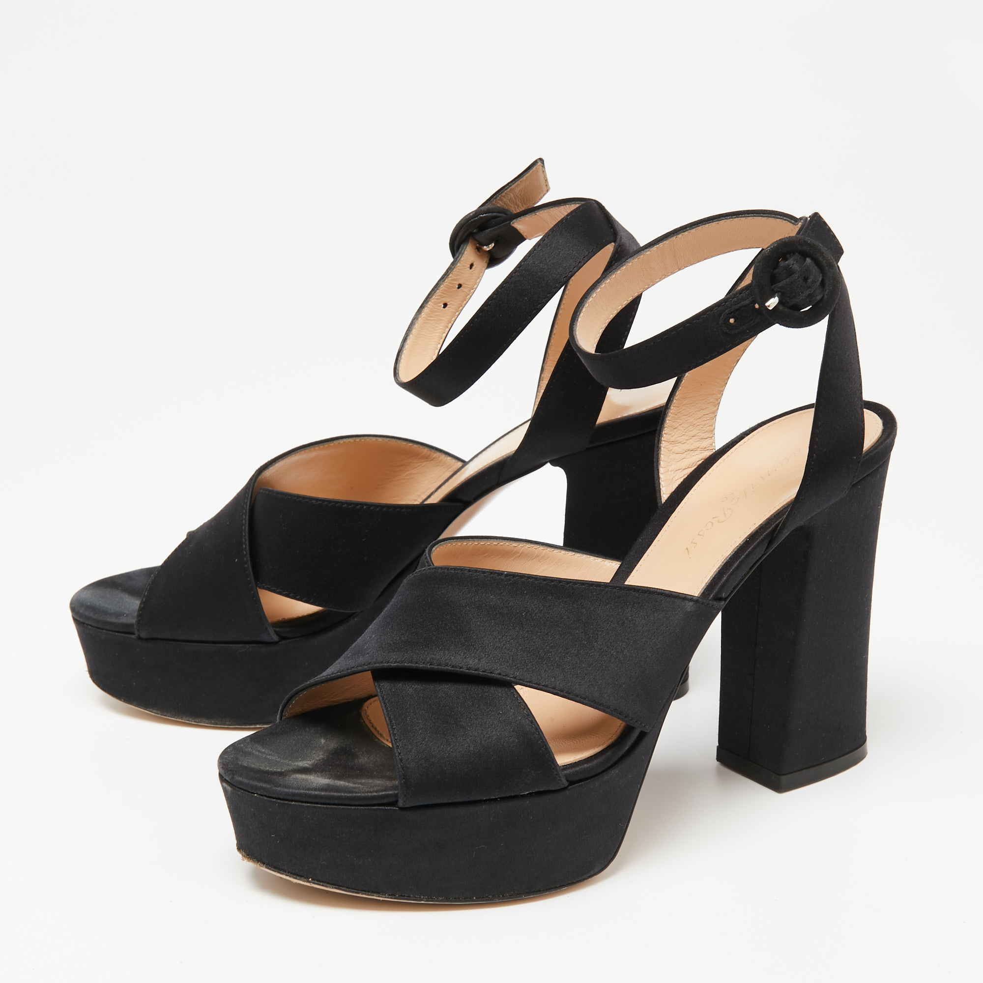 Gianvito Rossi Black Satin Criss Cross Platform Ankle Strap Sandals Size
Gianvito Rossi Black Satin Criss Cross Platform Ankle Strap Sandals Size