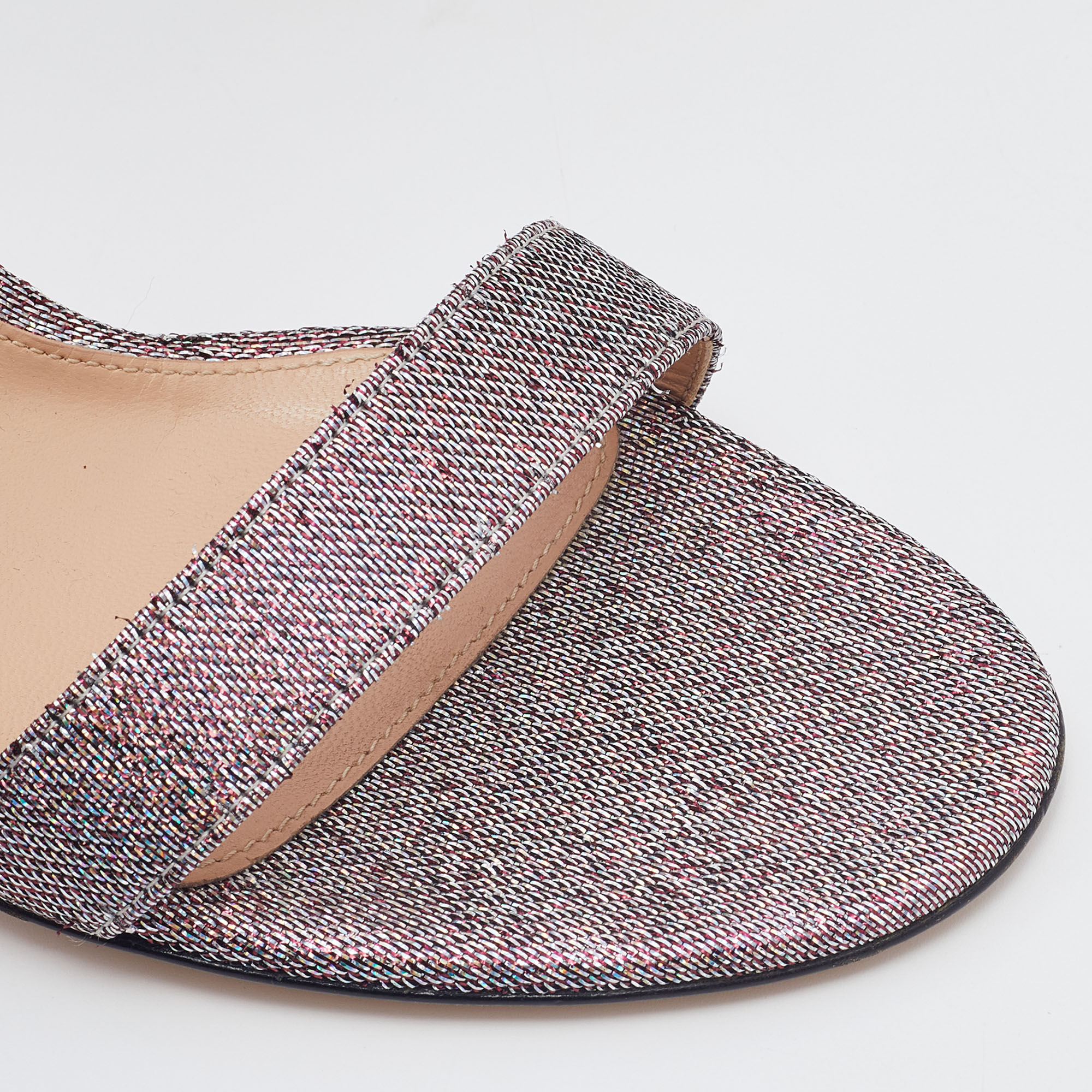 Gianvito Rossi Multicolor Metallic Lurex Fabric Ankle Strap Sandals Size 39
